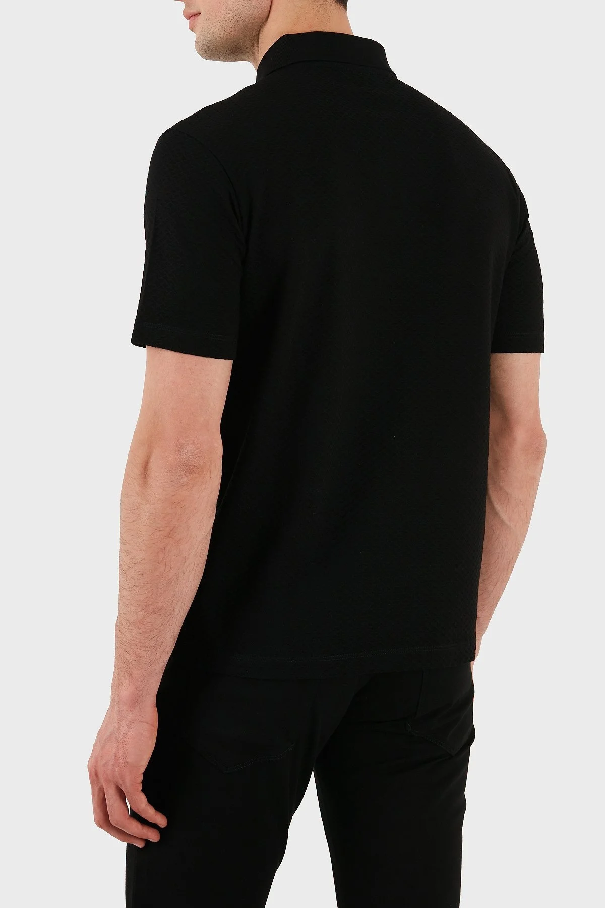 Emporio Armani Jakarlı % 100 Pamuk Regular Fit Düğmeli Erkek Polo Yaka T Shirt EM001729 AF14874 FC039 SİYAH - 8