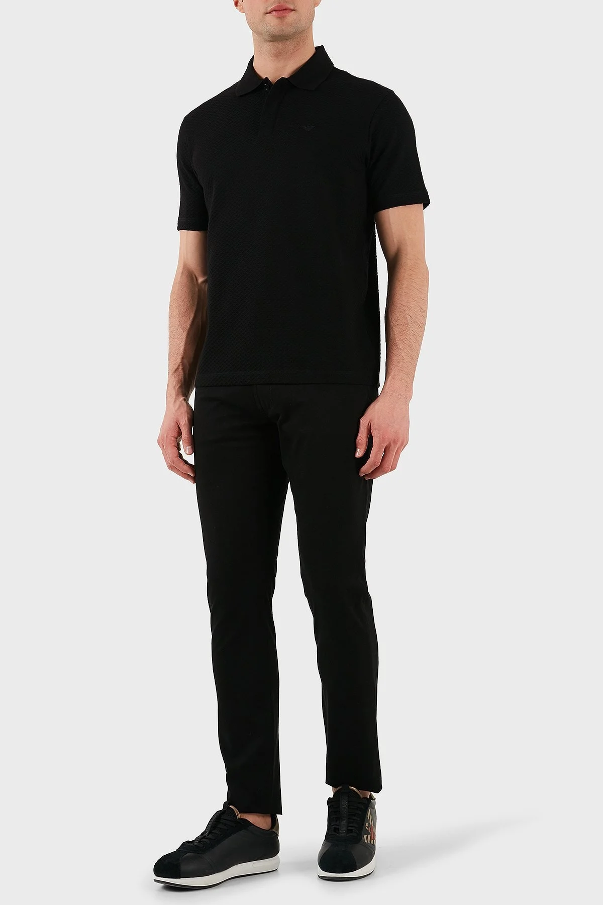 Emporio Armani Jakarlı % 100 Pamuk Regular Fit Düğmeli Erkek Polo Yaka T Shirt EM001729 AF14874 FC039 SİYAH - 9