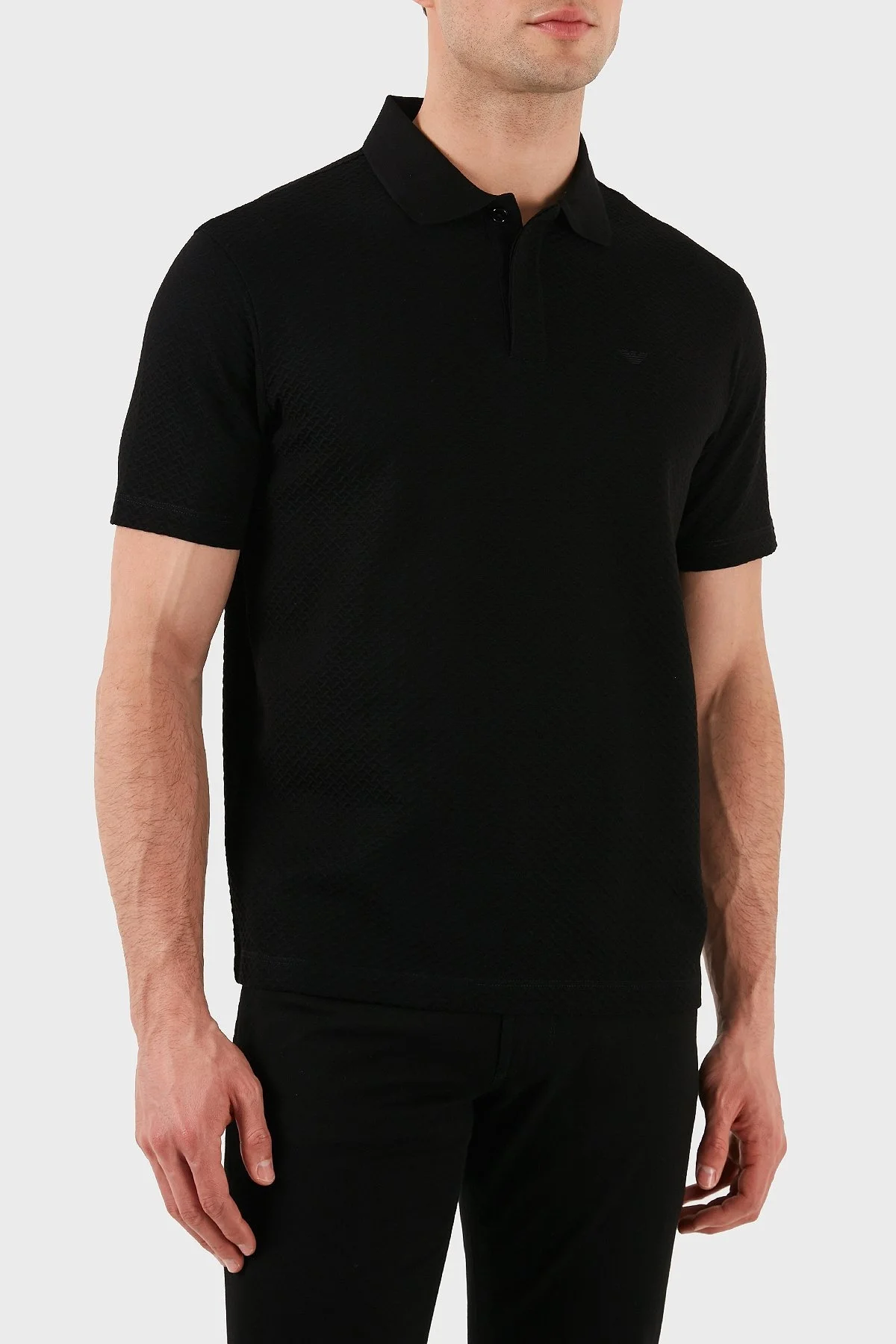 Emporio Armani Jakarlı % 100 Pamuk Regular Fit Düğmeli Erkek Polo Yaka T Shirt EM001729 AF14874 FC039 SİYAH - 10