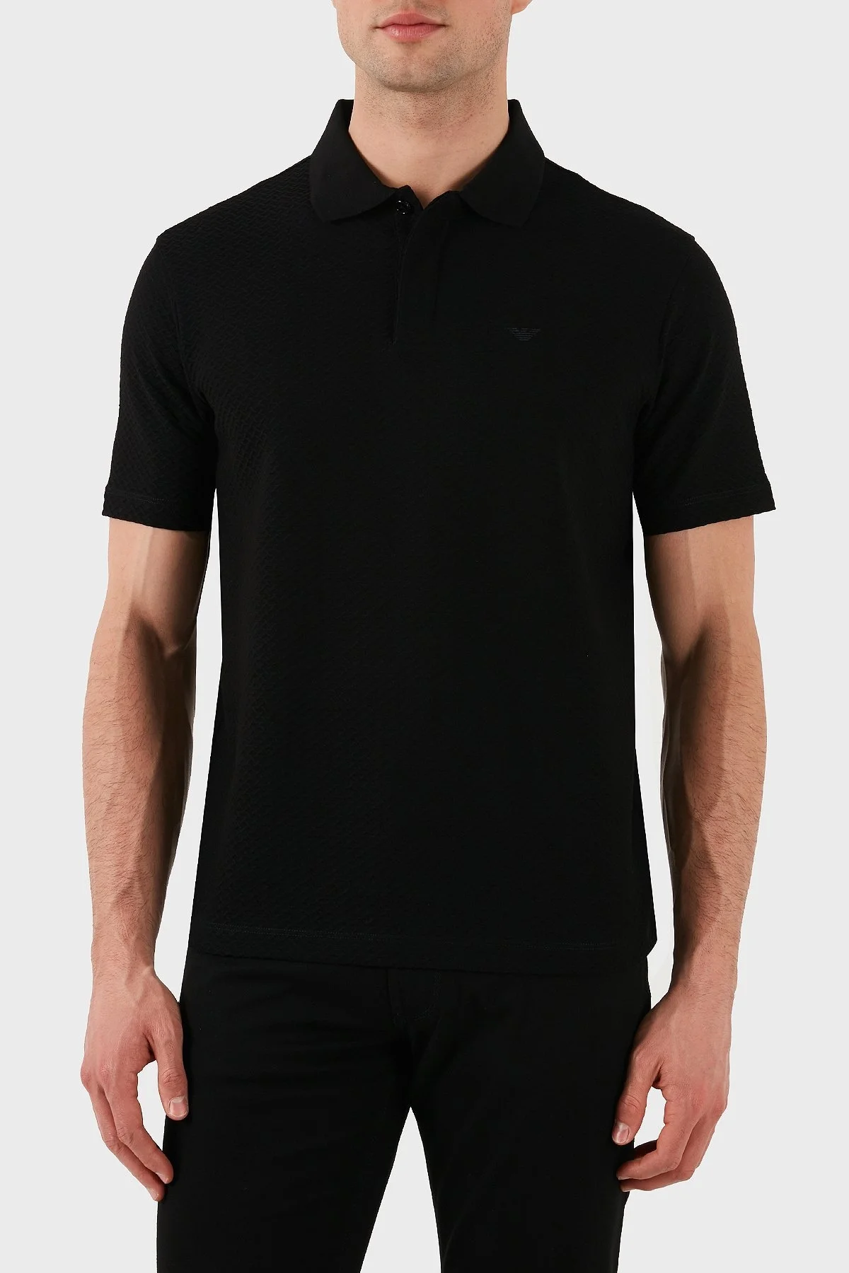 Emporio Armani Jakarlı % 100 Pamuk Regular Fit Düğmeli Erkek Polo Yaka T Shirt EM001729 AF14874 FC039 SİYAH - 11