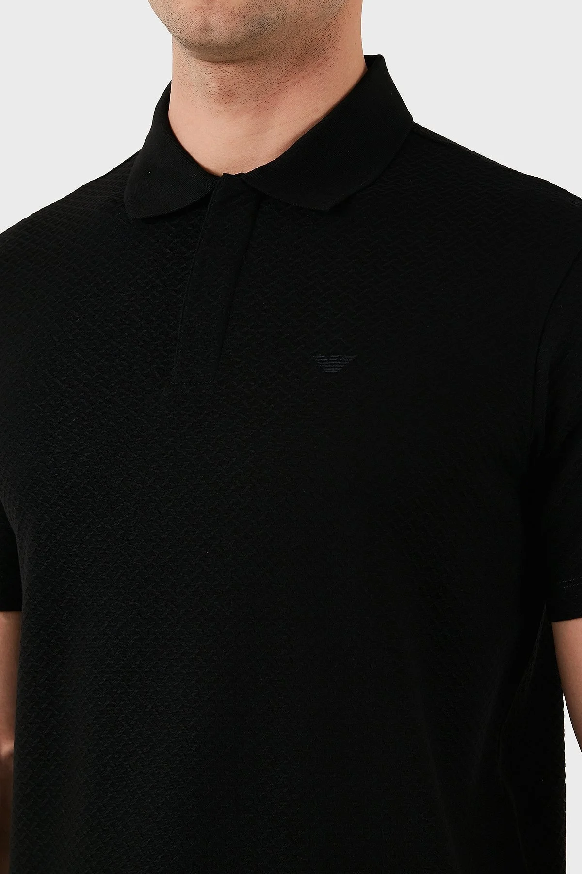Emporio Armani Jakarlı % 100 Pamuk Regular Fit Düğmeli Erkek Polo Yaka T Shirt EM001729 AF14874 FC039 SİYAH - 12
