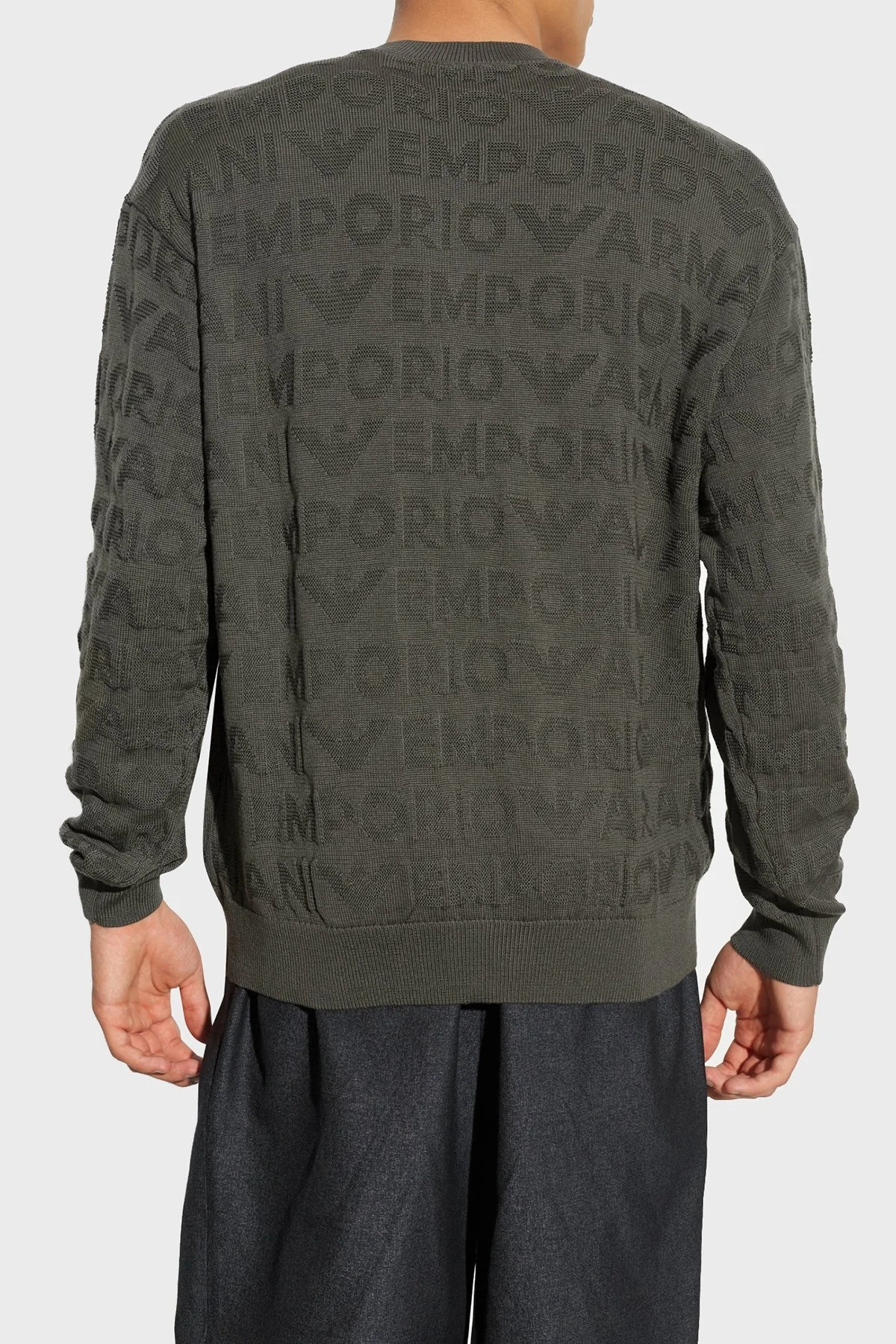 Emporio Armani Jakarlı % 100 Yün Regular Fit Bisiklet Yaka Erkek Kazak 6D1MXK 1MJNZ 06K0 HAKİ - 8