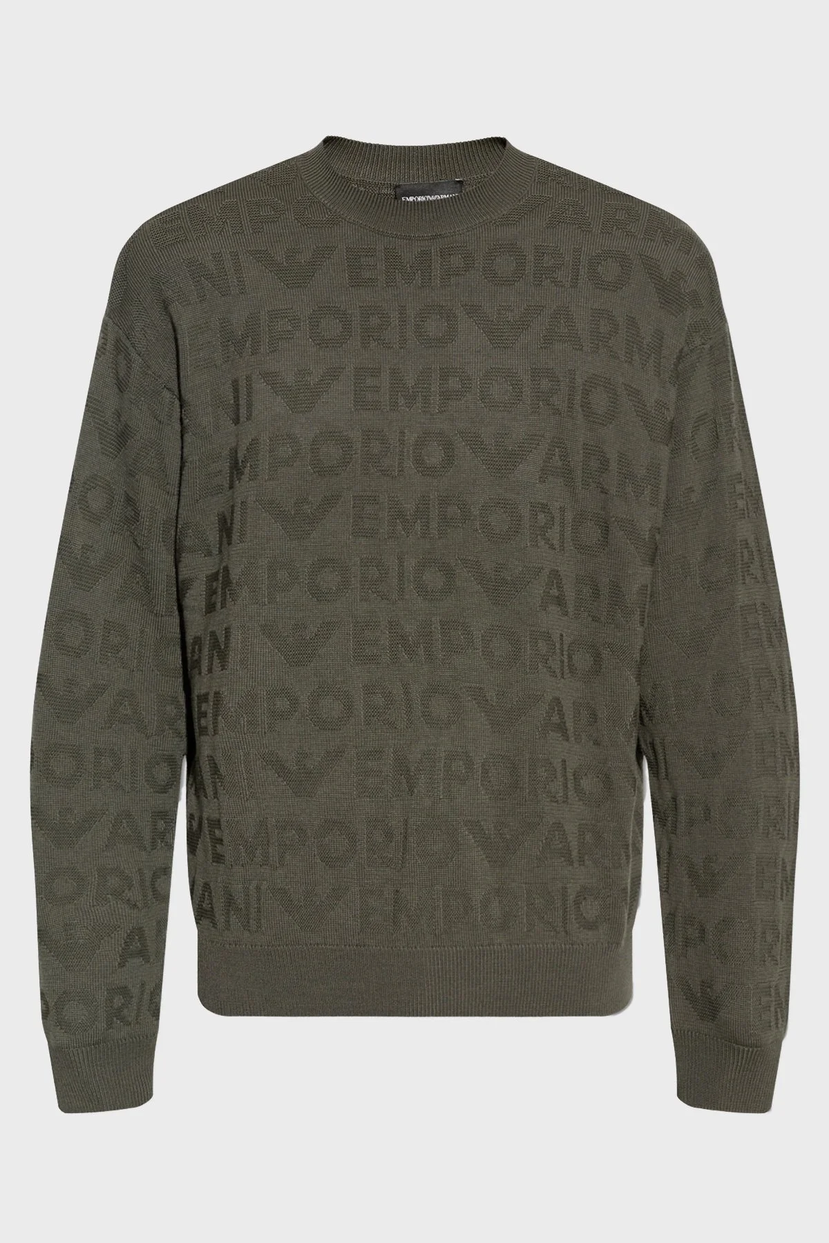 Emporio Armani Jakarlı % 100 Yün Regular Fit Bisiklet Yaka Erkek Kazak 6D1MXK 1MJNZ 06K0 HAKİ - 10