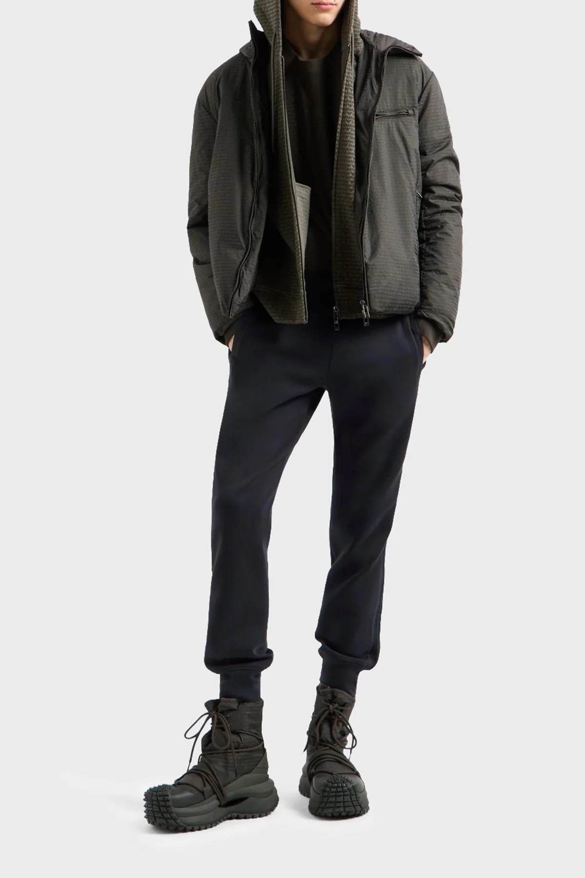 Emporio Armani Jakarlı Dolgulu Regular Fit Kapüşonlu Erkek Mont 6D1B64 1NNXZ 05A6 HAKİ - 2