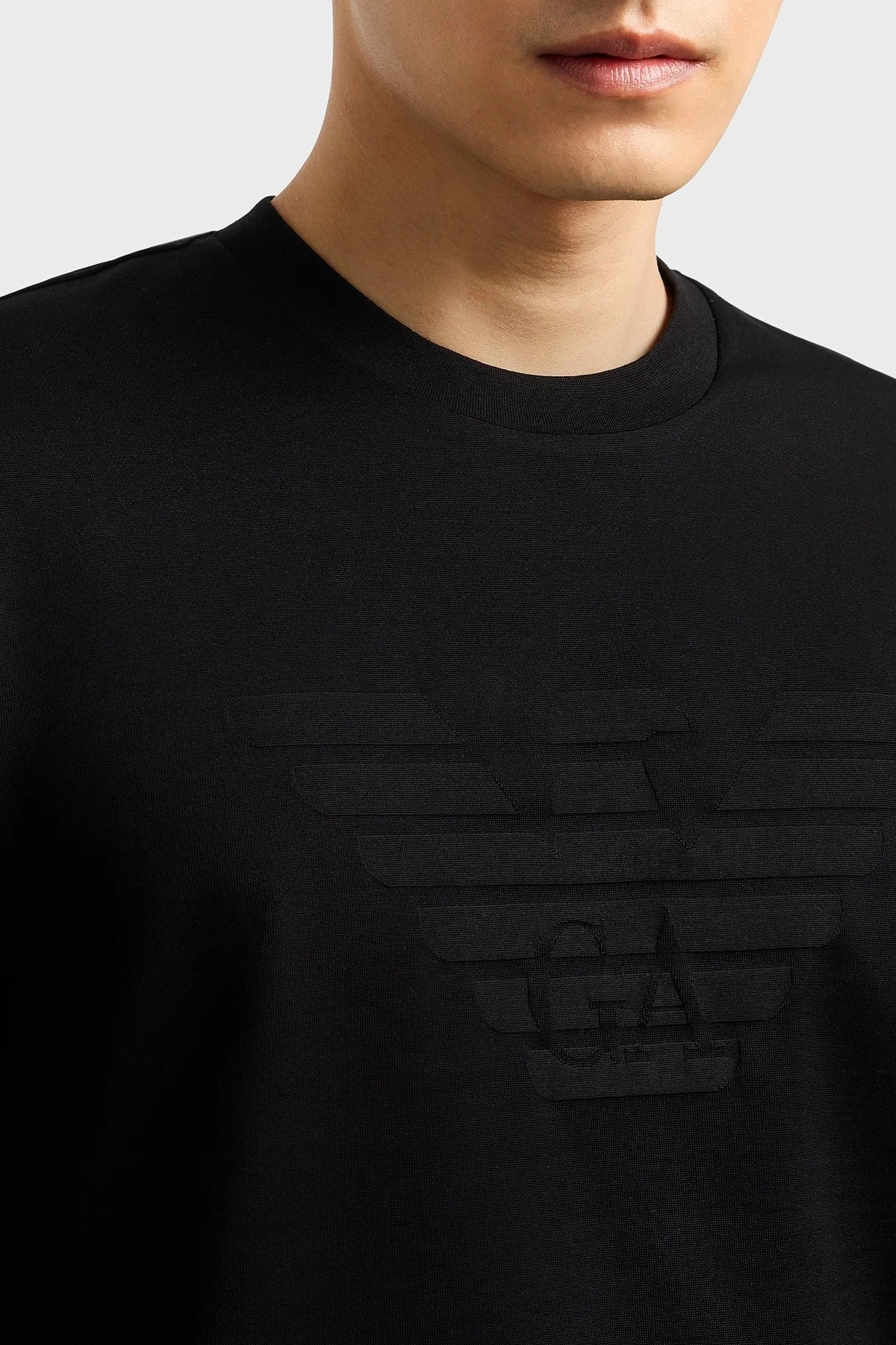 Emporio Armani Jakarlı Logo Baskılı Pamuklu Regular Fit Bisiklet Yaka Erkek Sweat 8N1TD7 1JGYZ 0022 SİYAH - 4