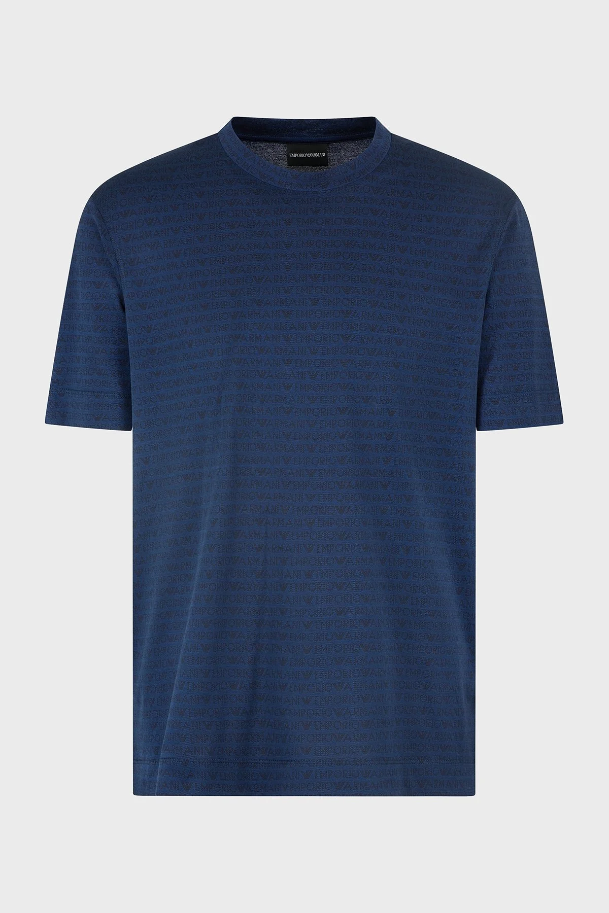 Emporio Armani Jakarlı Logo Baskılı Regular Fit Bisiklet Yaka Erkek T Shirt EM000787 AF12916 FB224 LACİVERT - 5