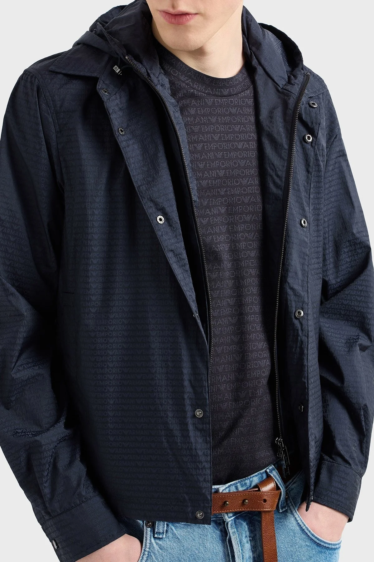 Emporio Armani Jakarlı Logo Baskılı Regular Fit Bisiklet Yaka Erkek T Shirt EM000787 AF12916 FC176 SİYAH - 9