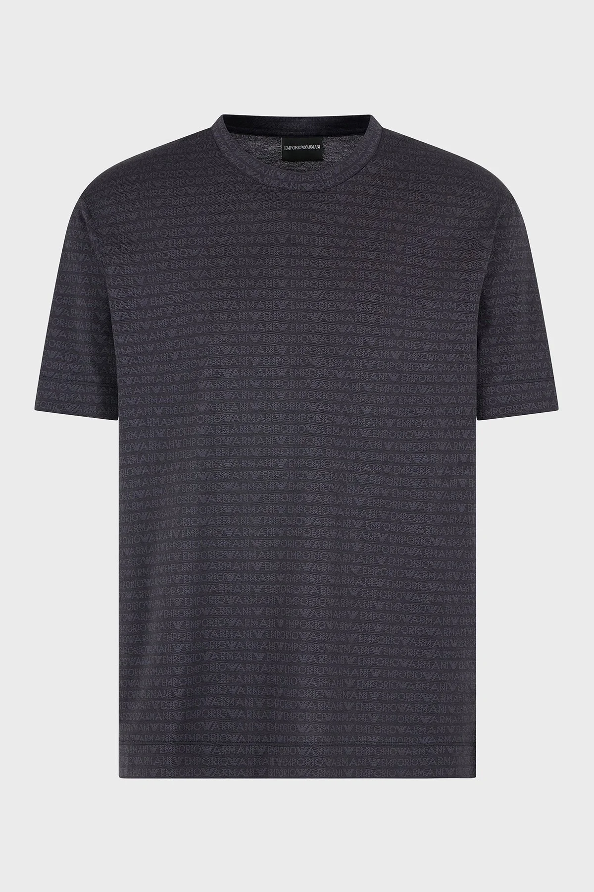 Emporio Armani Jakarlı Logo Baskılı Regular Fit Bisiklet Yaka Erkek T Shirt EM000787 AF12916 FC176 SİYAH - 10