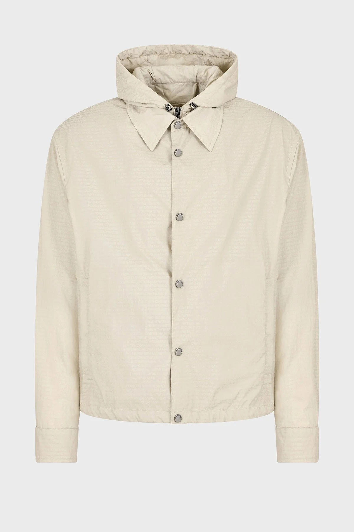 Emporio Armani Jakarlı Logo Baskılı Regular Fit Çıkarılabilir Kapüşonlu Erkek Mont EM001003 AF15384 U1098 BEJ - 5