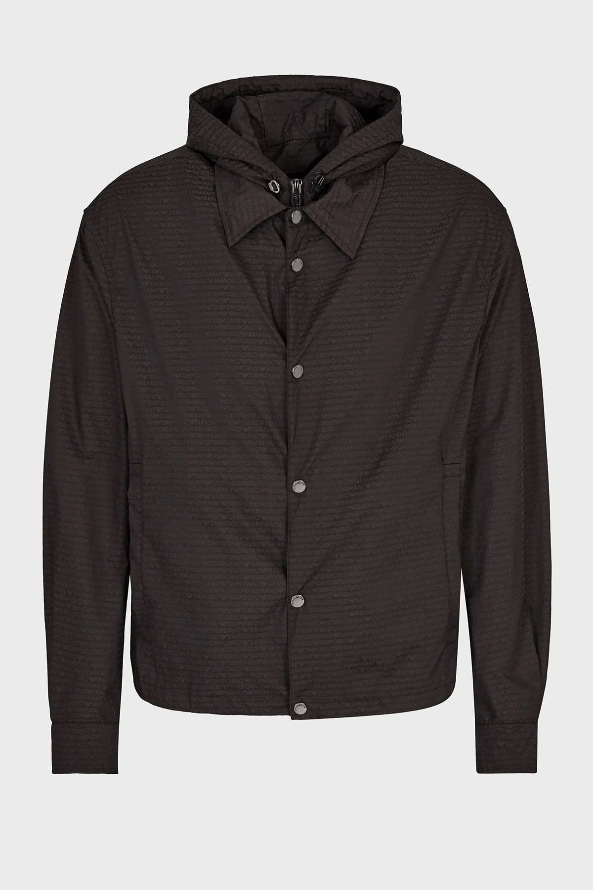 Emporio Armani Jakarlı Logo Baskılı Regular Fit Çıkarılabilir Kapüşonlu Erkek Mont EM001003 AF15384 U8168 SİYAH - 4