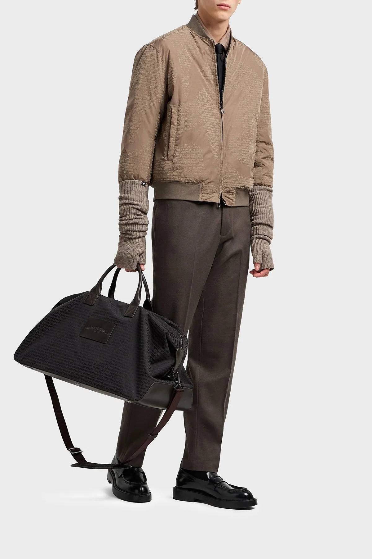 Emporio Armani Jakarlı Logo Baskılı Regular Fit Kolej Yaka Çift Taraflı Erkek Mont EM003783 AF19870 F6139 BEJ - 1