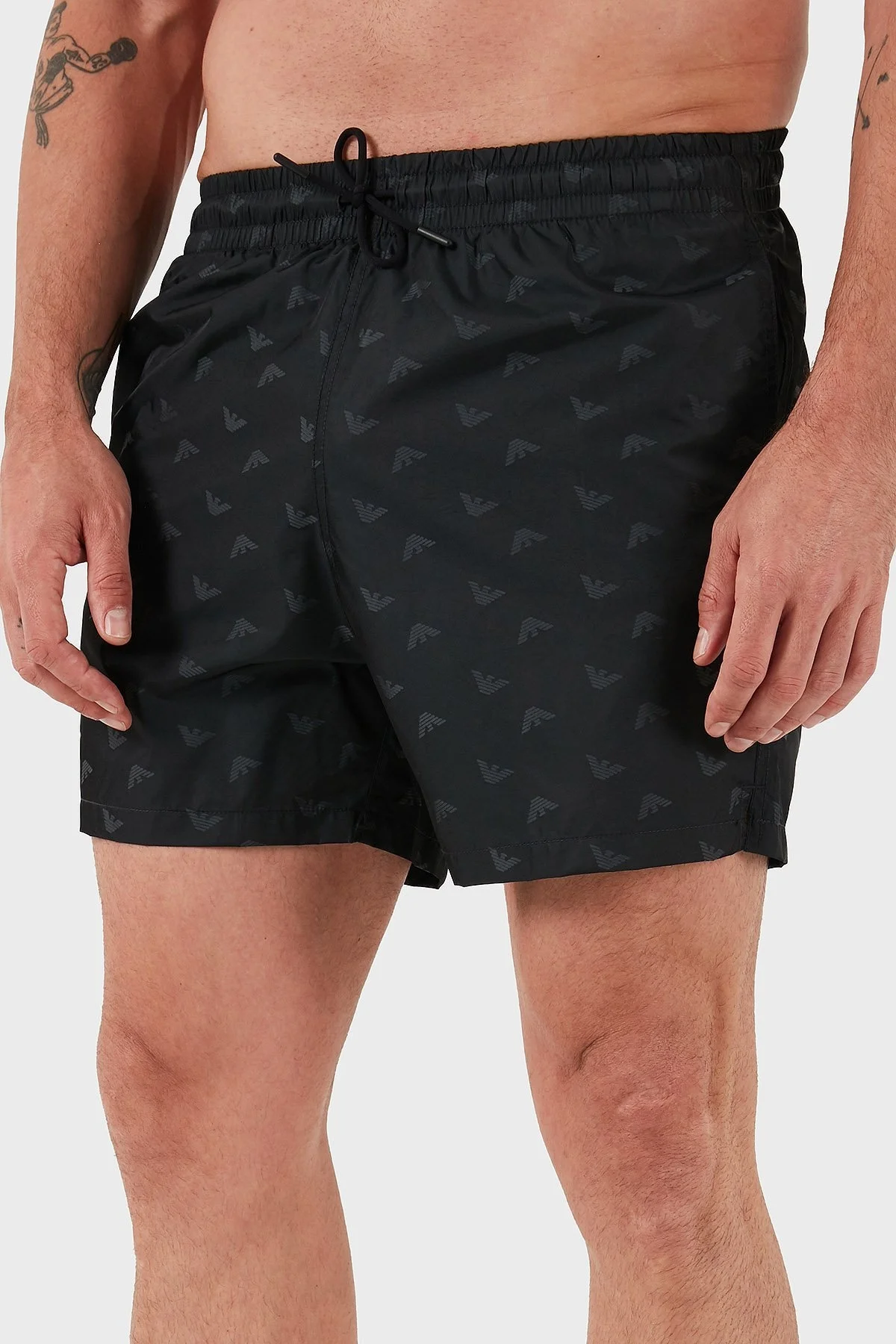 Emporio Armani Jakarlı Logo Baskılı Regular Fit Normal Bel Erkek Mayo Short EM000583 AF12352 FC123 SİYAH - 1