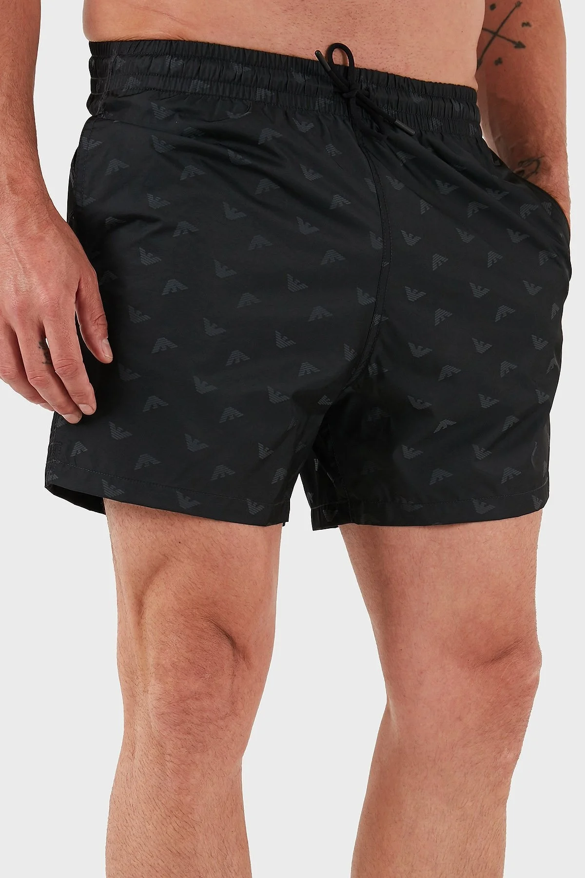 Emporio Armani Jakarlı Logo Baskılı Regular Fit Normal Bel Erkek Mayo Short EM000583 AF12352 FC123 SİYAH - 3