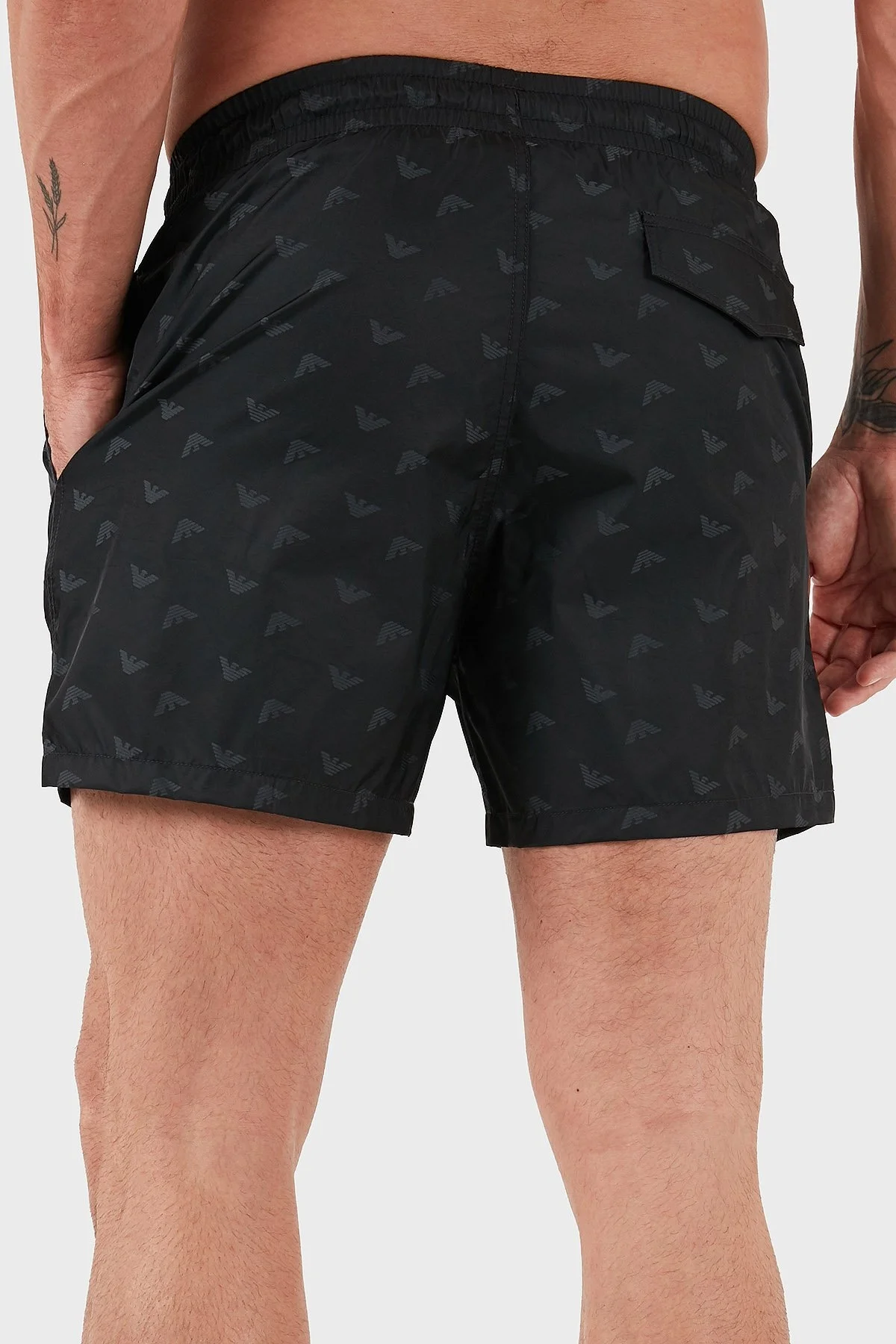 Emporio Armani Jakarlı Logo Baskılı Regular Fit Normal Bel Erkek Mayo Short EM000583 AF12352 FC123 SİYAH - 5