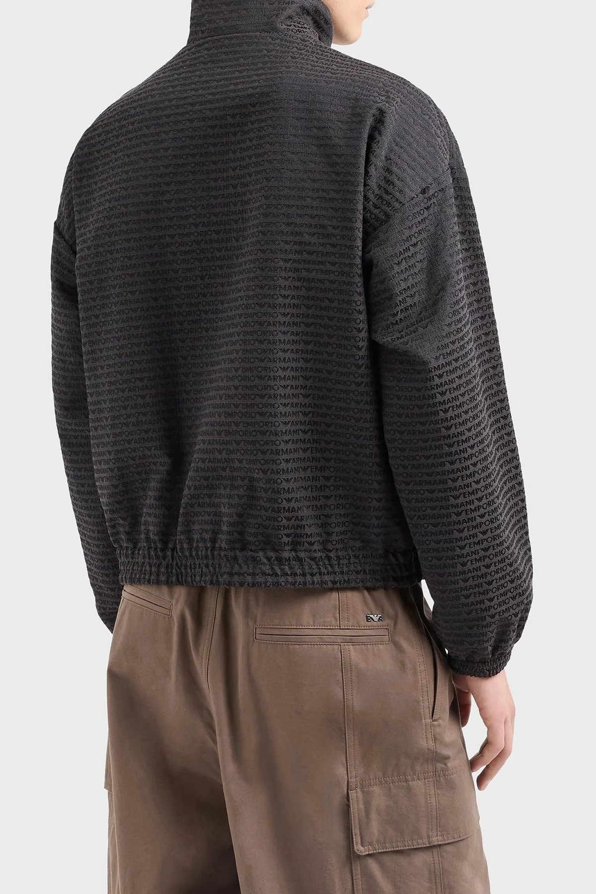 Emporio Armani Jakarlı Logo Baskılı Regular Fit Pamuklu Dik Yaka Erkek Mont EM001002 AF13688 U8168 SİYAH - 3