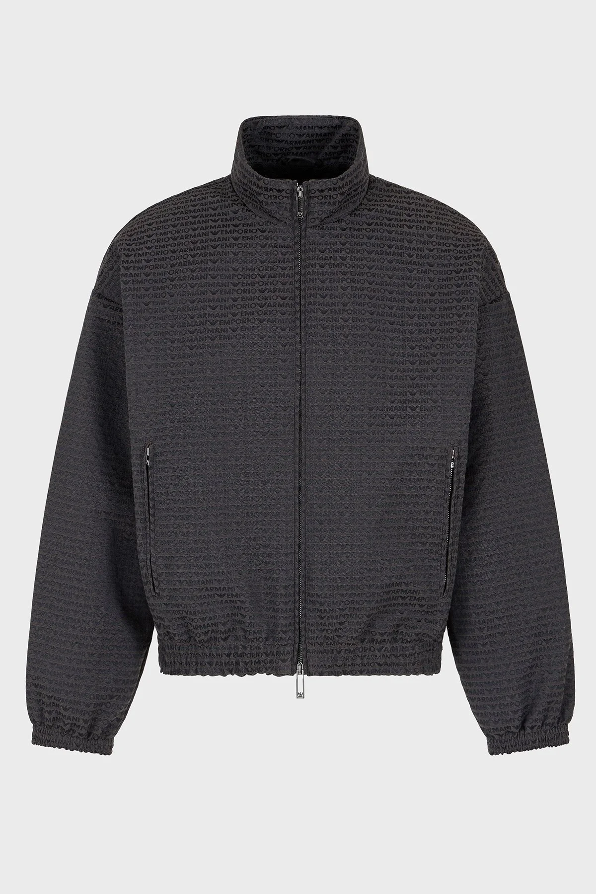 Emporio Armani Jakarlı Logo Baskılı Regular Fit Pamuklu Dik Yaka Erkek Mont EM001002 AF13688 U8168 SİYAH - 5