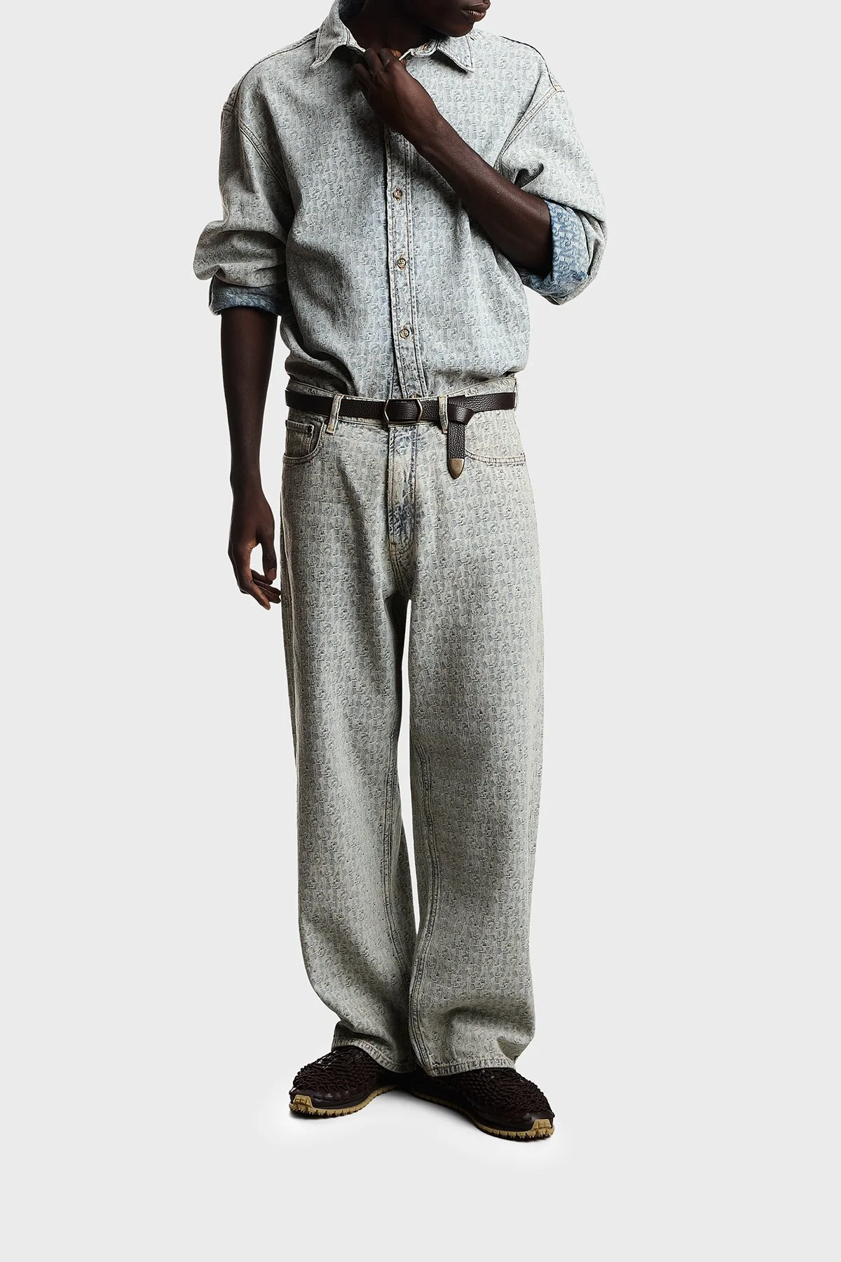 Emporio Armani Jakarlı Logolu Uzun Kollu Kot Erkek Gömlek EM006497 AF27500 MB003 Açık mavi - 1