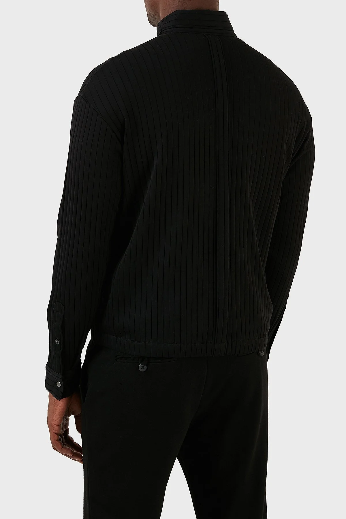 Emporio Armani Jakarlı Pamuklu Comfort Fit Gömlek Yaka Erkek Sweat 6R1MCP 1JGYZ 0099 SİYAH - 2