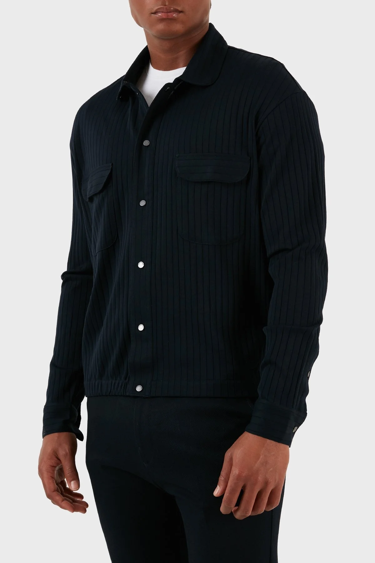 Emporio Armani Jakarlı Pamuklu Comfort Fit Gömlek Yaka Erkek Sweat 6R1MCP 1JGYZ 09N3 LACİVERT - 2