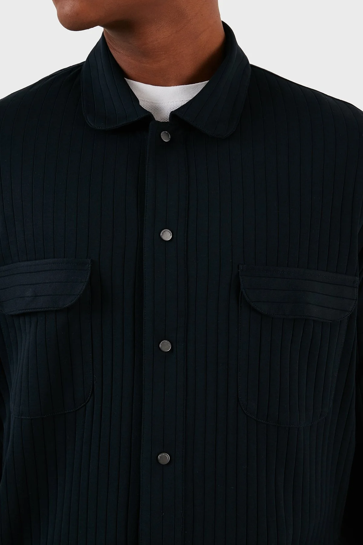 Emporio Armani Jakarlı Pamuklu Comfort Fit Gömlek Yaka Erkek Sweat 6R1MCP 1JGYZ 09N3 LACİVERT - 3