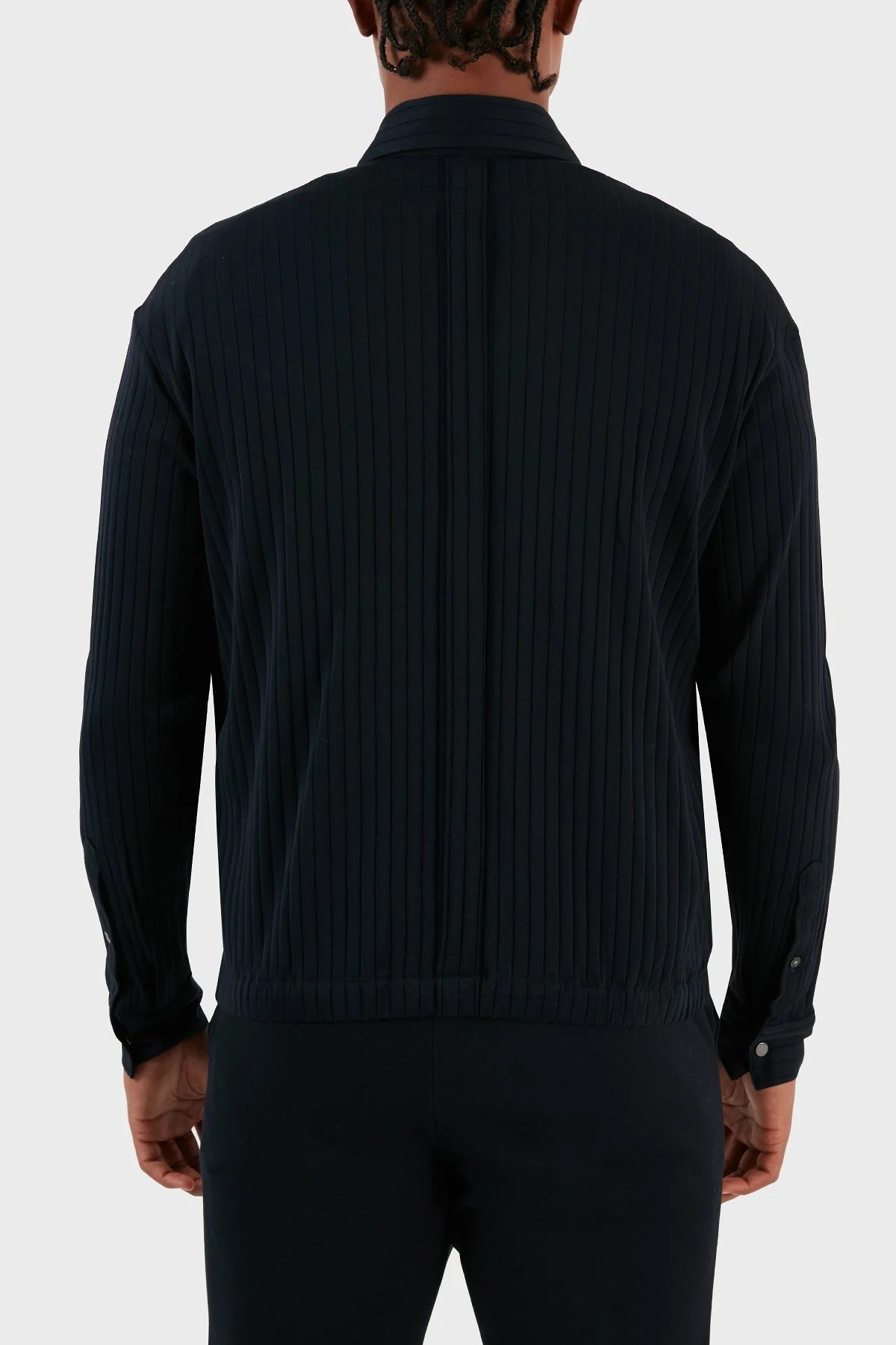 Emporio Armani Jakarlı Pamuklu Comfort Fit Gömlek Yaka Erkek Sweat 6R1MCP 1JGYZ 09N3 LACİVERT - 4