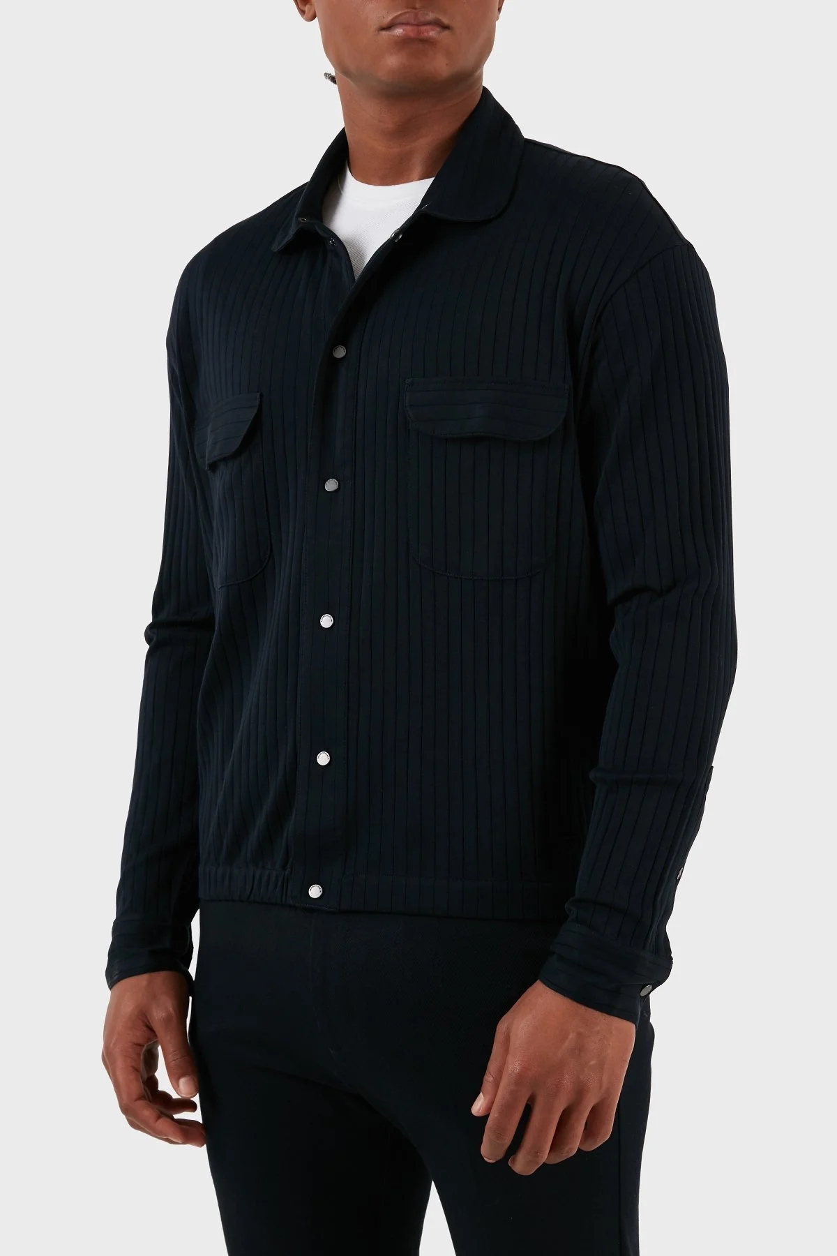 Emporio Armani Jakarlı Pamuklu Comfort Fit Gömlek Yaka Erkek Sweat 6R1MCP 1JGYZ 09N3 LACİVERT - 6