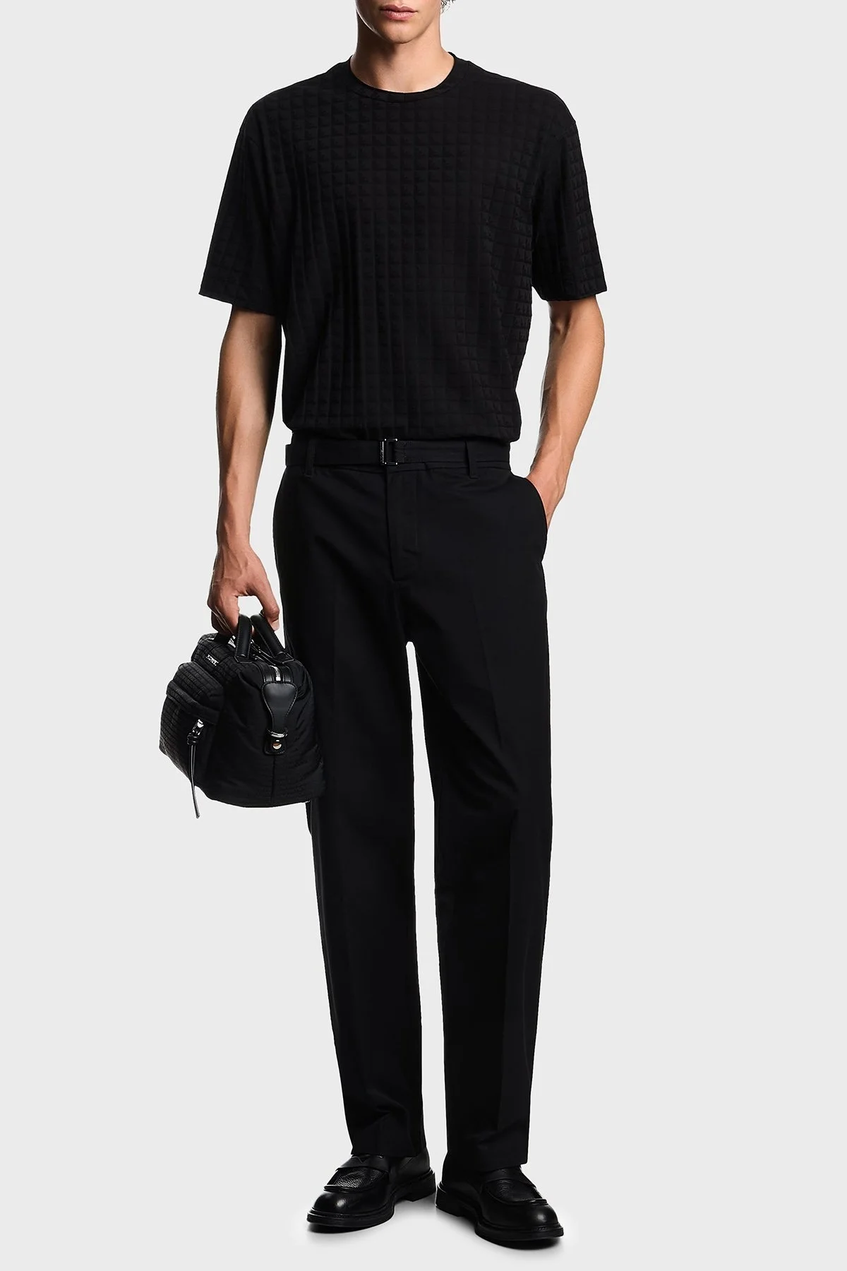 Emporio Armani Jakarlı Pamuklu Regular Fit Bisiklet Yaka Erkek T Shirt EM002967 AF10762 FC230 SİYAH - 2