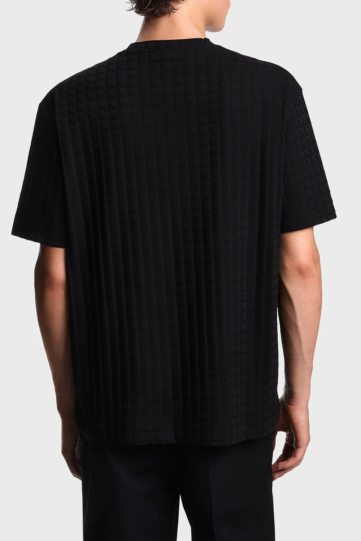 Emporio Armani Jakarlı Pamuklu Regular Fit Bisiklet Yaka Erkek T Shirt EM002967 AF10762 FC230 SİYAH - 3