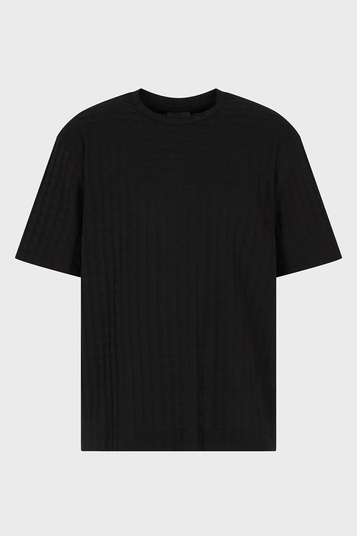 Emporio Armani Jakarlı Pamuklu Regular Fit Bisiklet Yaka Erkek T Shirt EM002967 AF10762 FC230 SİYAH - 5