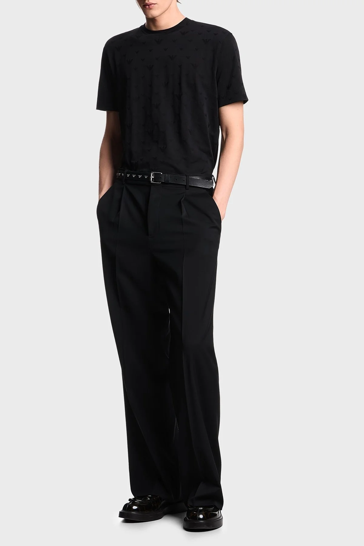 Emporio Armani Jakarlı Pamuklu Regular Fit Bisiklet Yaka Erkek T Shirt EM002968 AF10762 FC245 SİYAH - 2