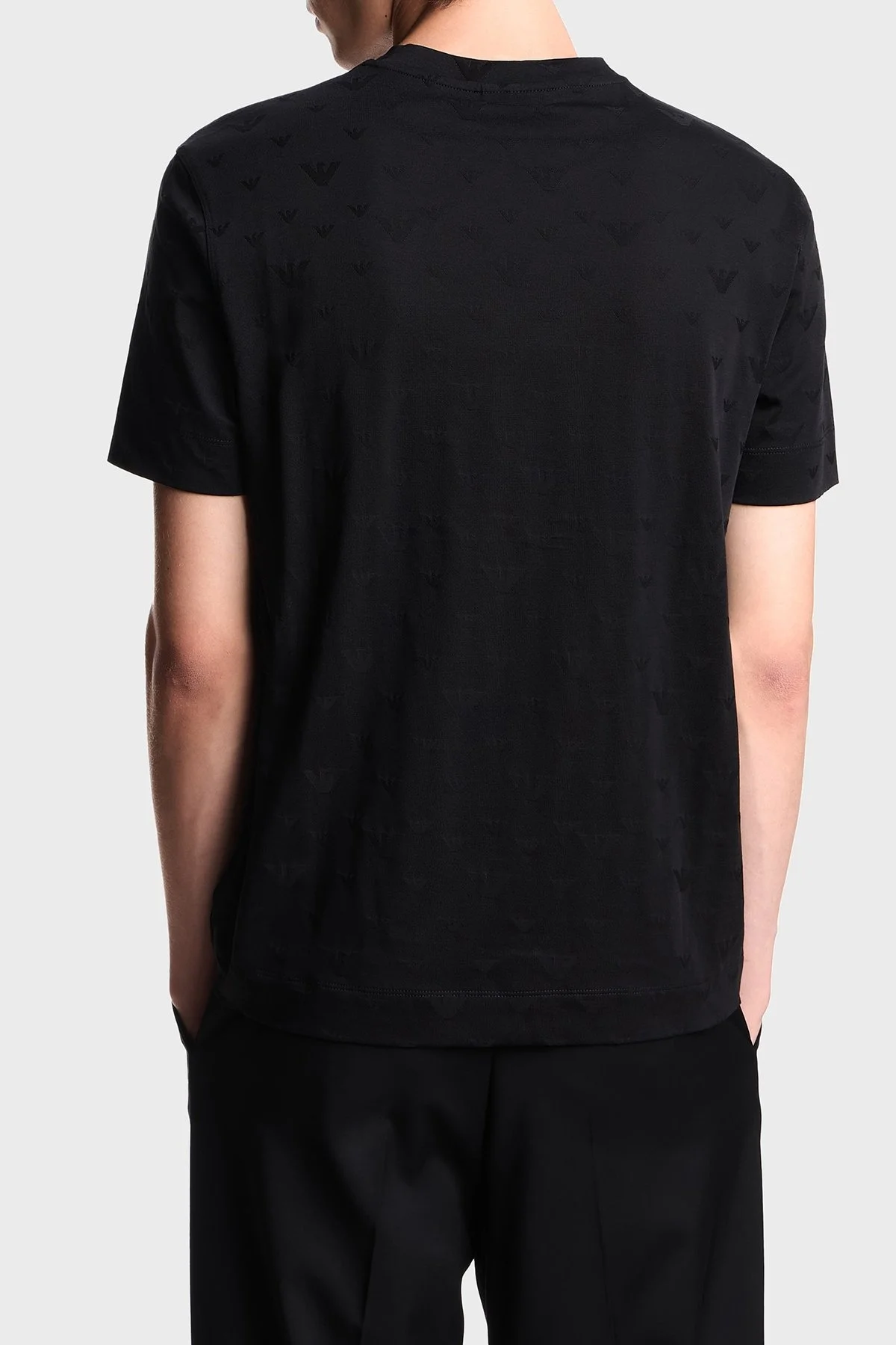 Emporio Armani Jakarlı Pamuklu Regular Fit Bisiklet Yaka Erkek T Shirt EM002968 AF10762 FC245 SİYAH - 3