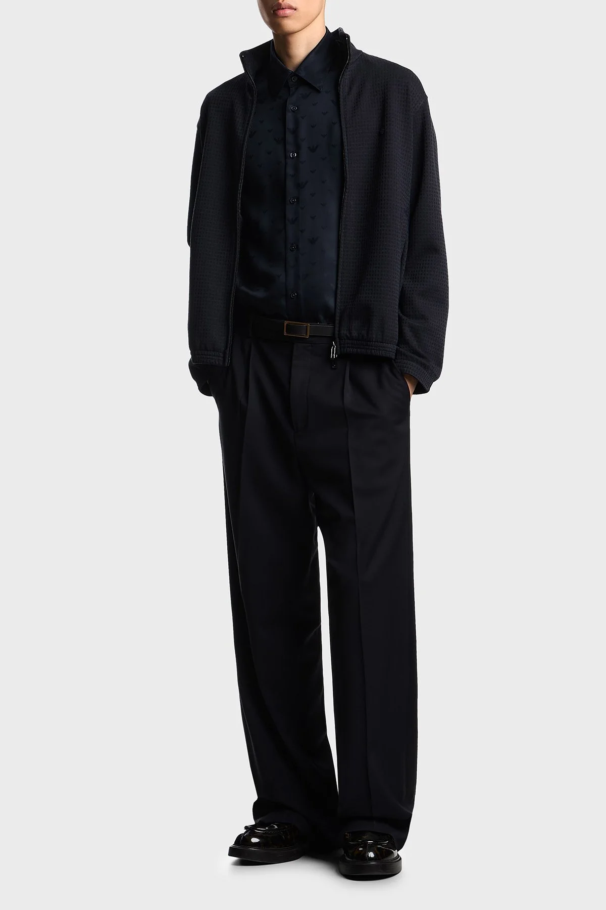 Emporio Armani Jakarlı Pamuklu Regular Fit Dik Yaka Fermuarlı Erkek Sweat EM003444 AF13700 FB297 LACİVERT - 6