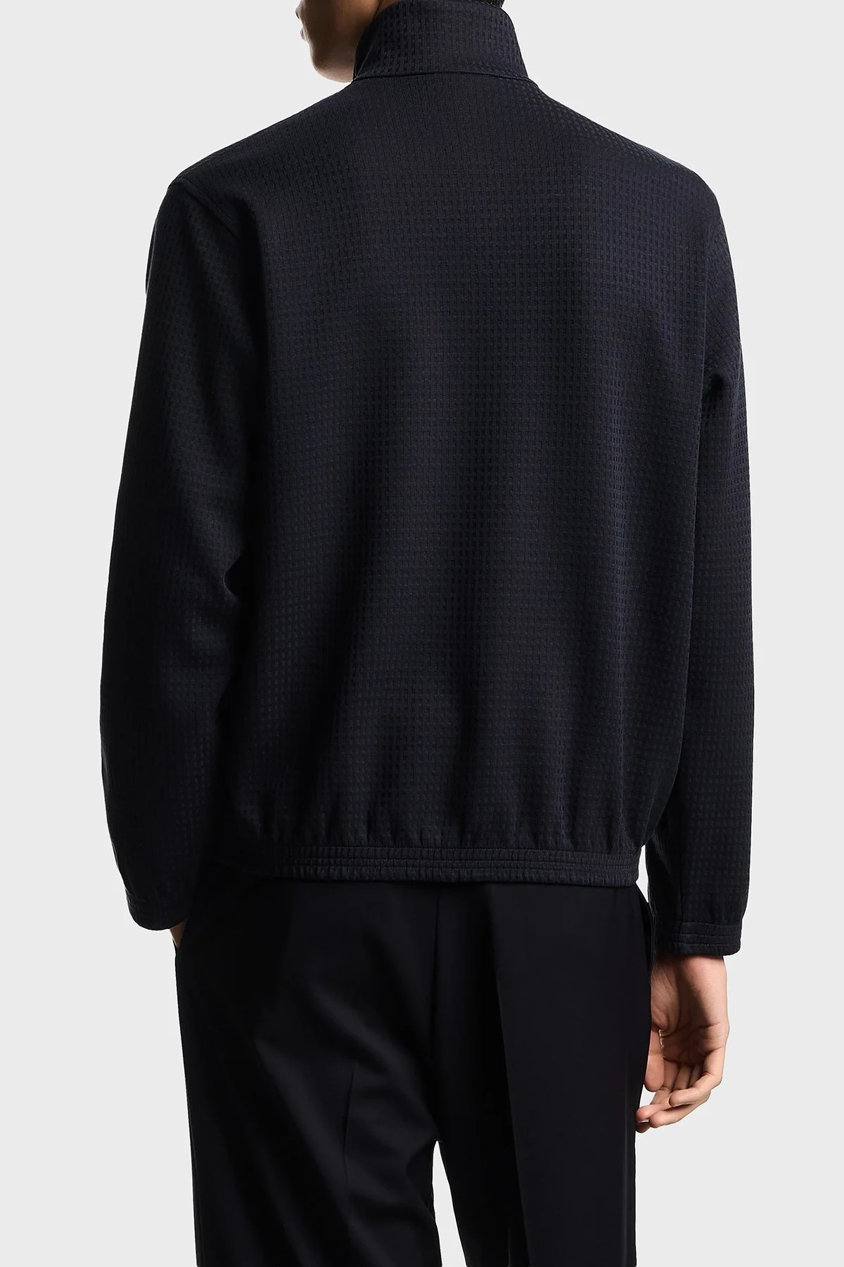 Emporio Armani Jakarlı Pamuklu Regular Fit Dik Yaka Fermuarlı Erkek Sweat EM003444 AF13700 FB297 LACİVERT - 7