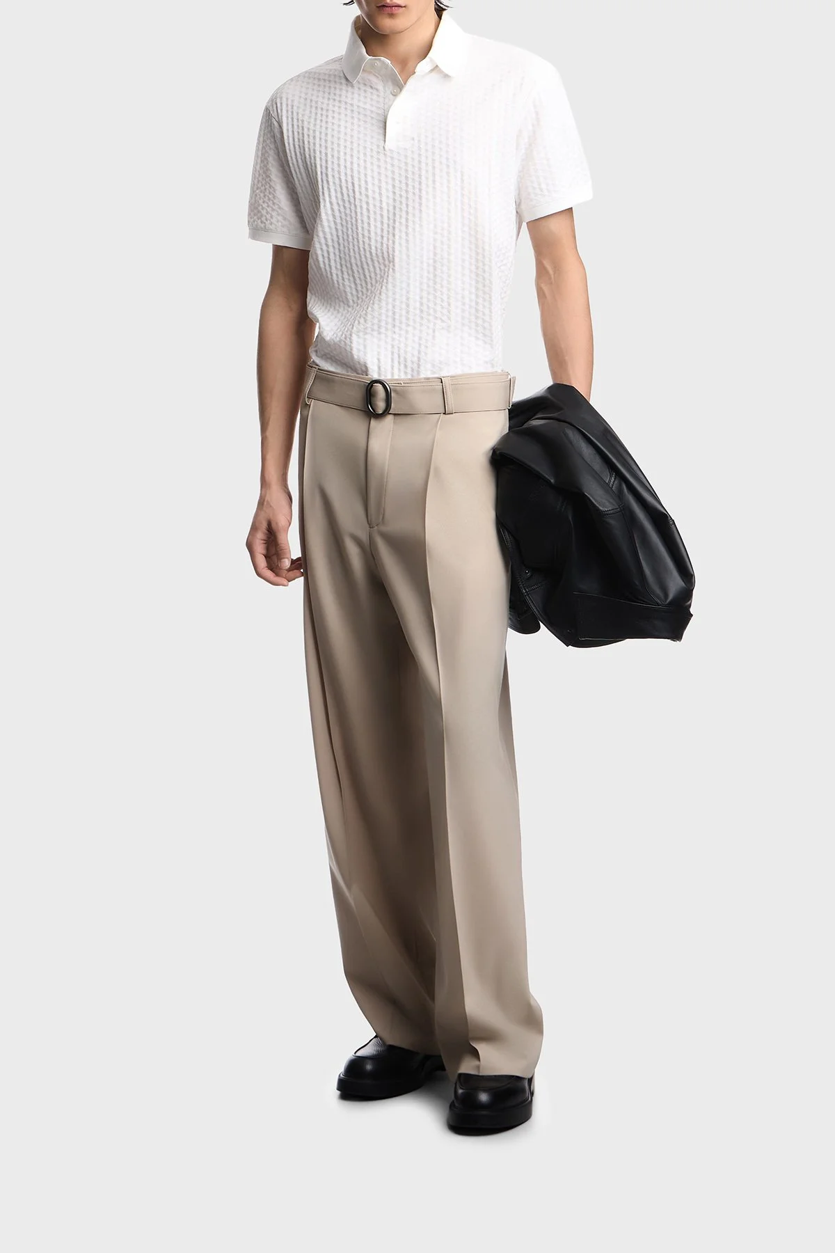 Emporio Armani Jakarlı Pamuklu Regular Fit Düğmeli Erkek Polo EM001295 AF10762 F0190 BEYAZ - 2