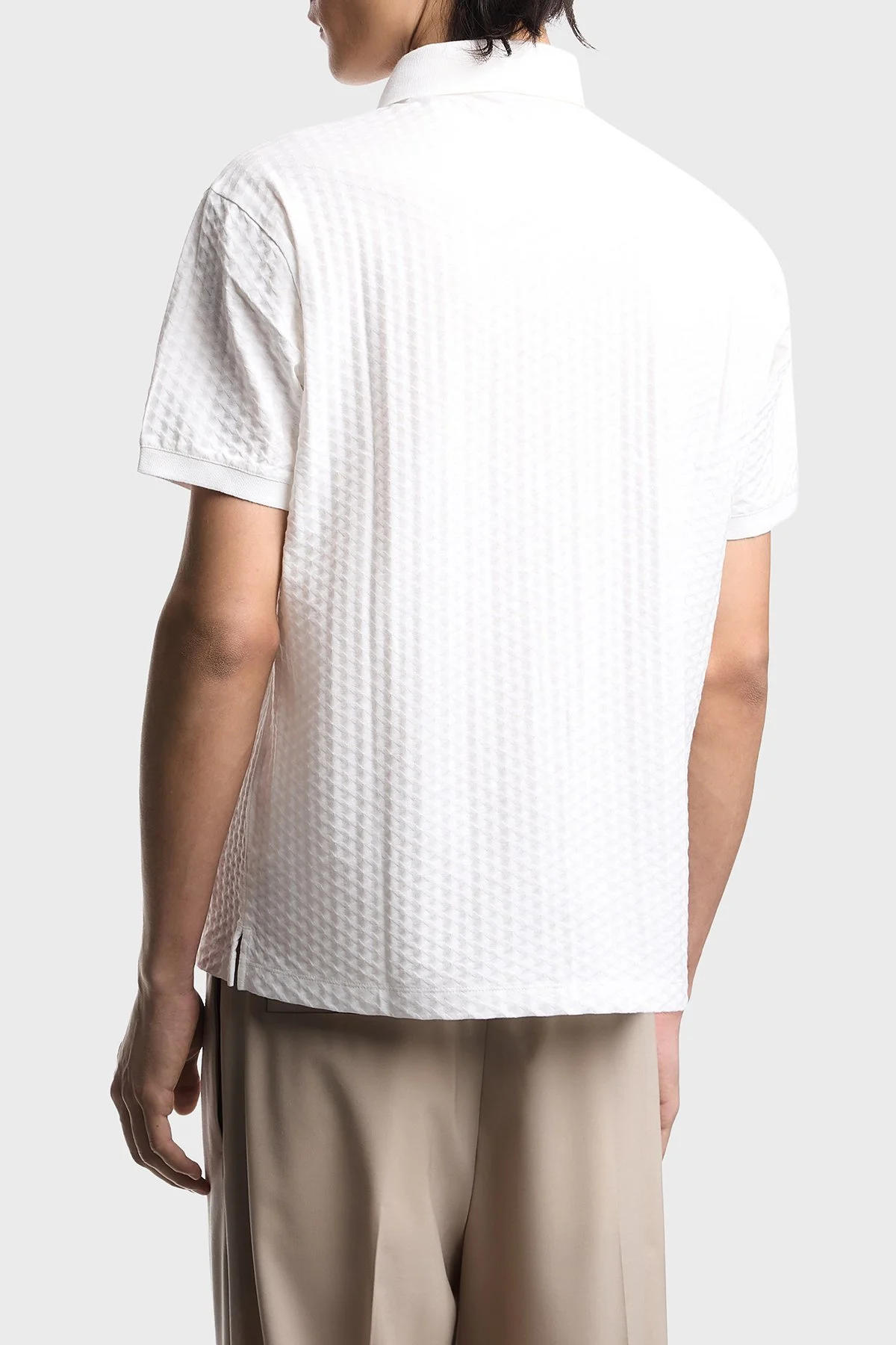 Emporio Armani Jakarlı Pamuklu Regular Fit Düğmeli Erkek Polo EM001295 AF10762 F0190 BEYAZ - 3