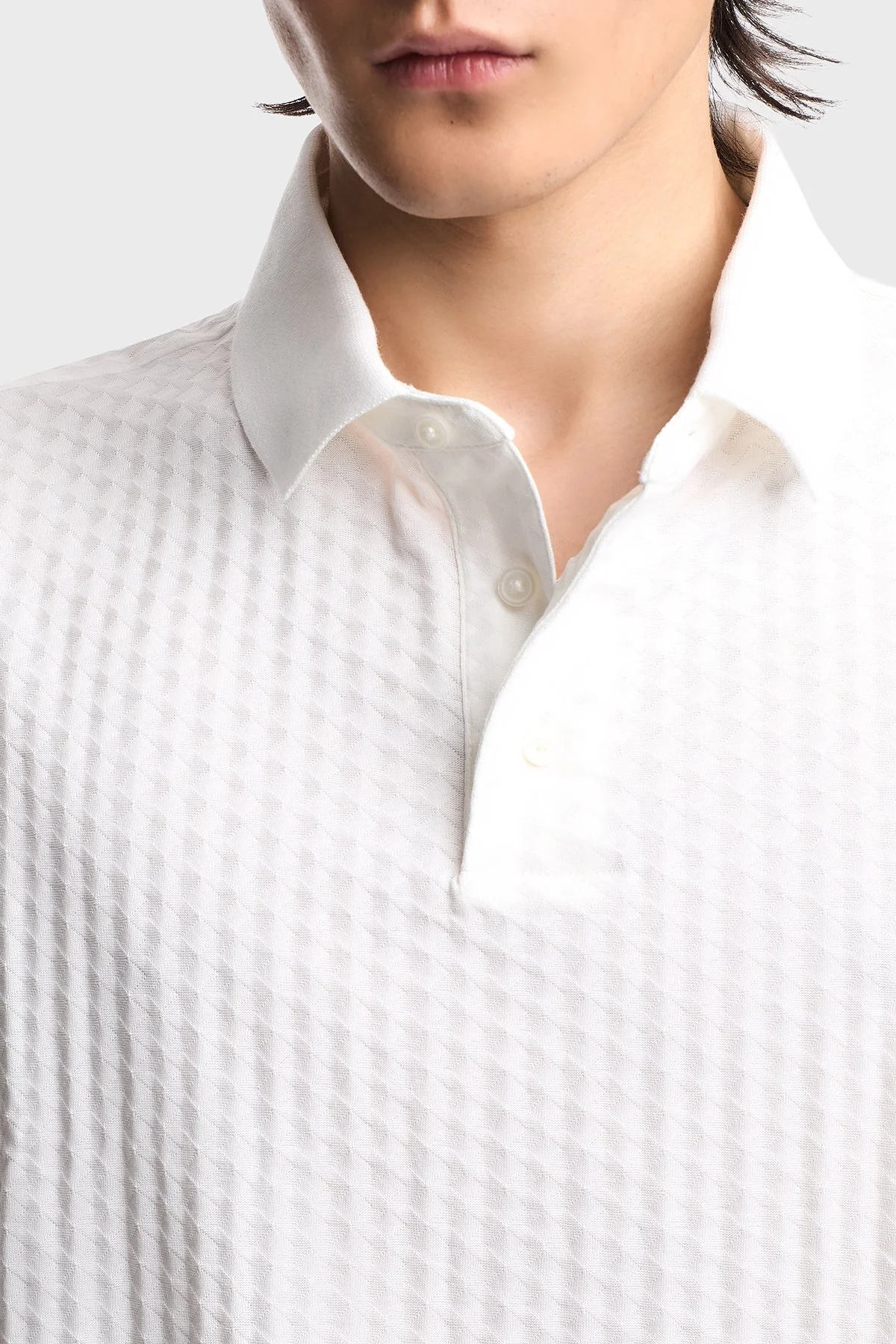 Emporio Armani Jakarlı Pamuklu Regular Fit Düğmeli Erkek Polo EM001295 AF10762 F0190 BEYAZ - 4