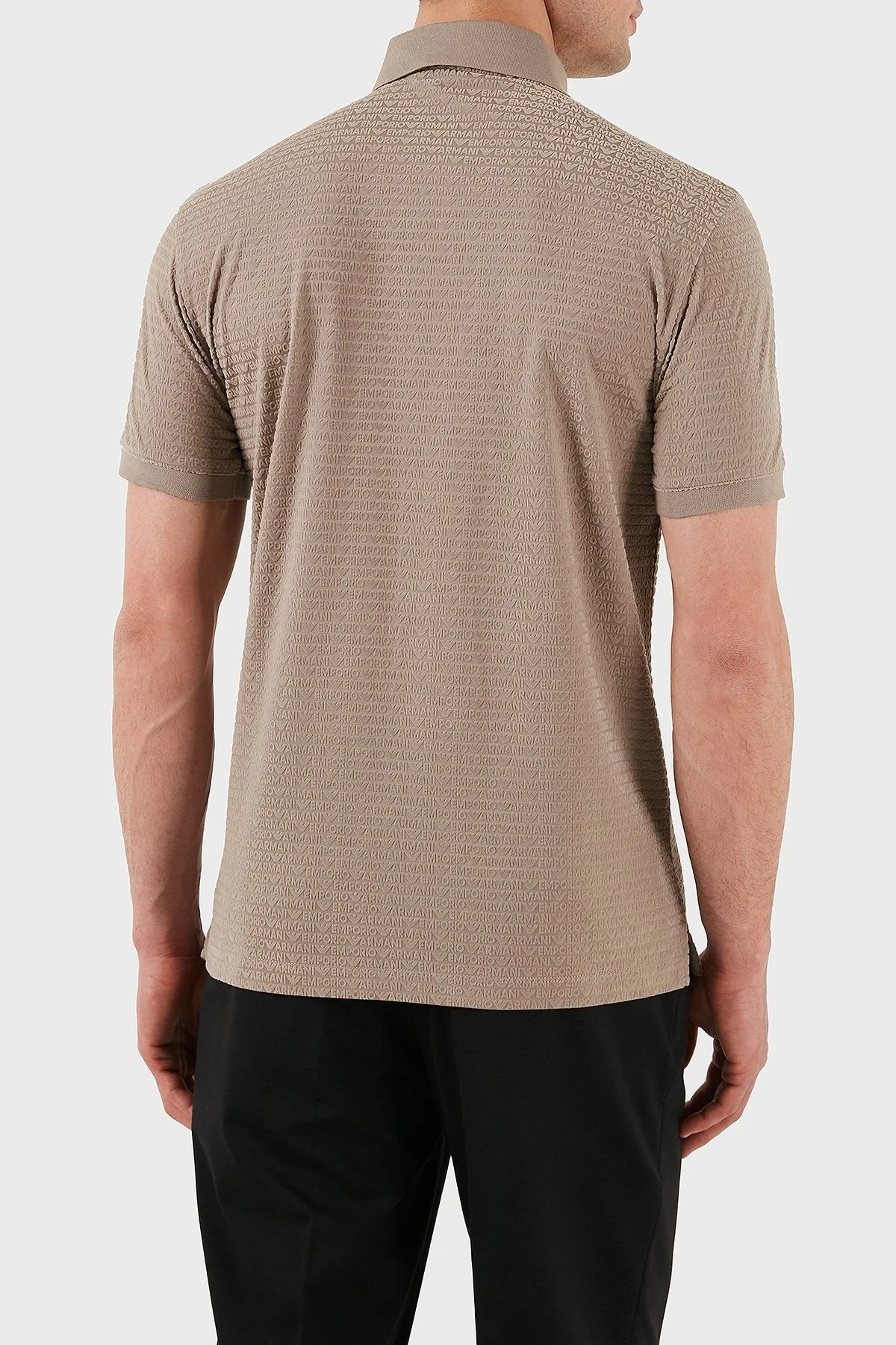 Emporio Armani Jakarlı Pamuklu Regular Fit Düğmeli Erkek Polo Yaka T Shirt EM001283 AF10017 F6063 BEJ - 10