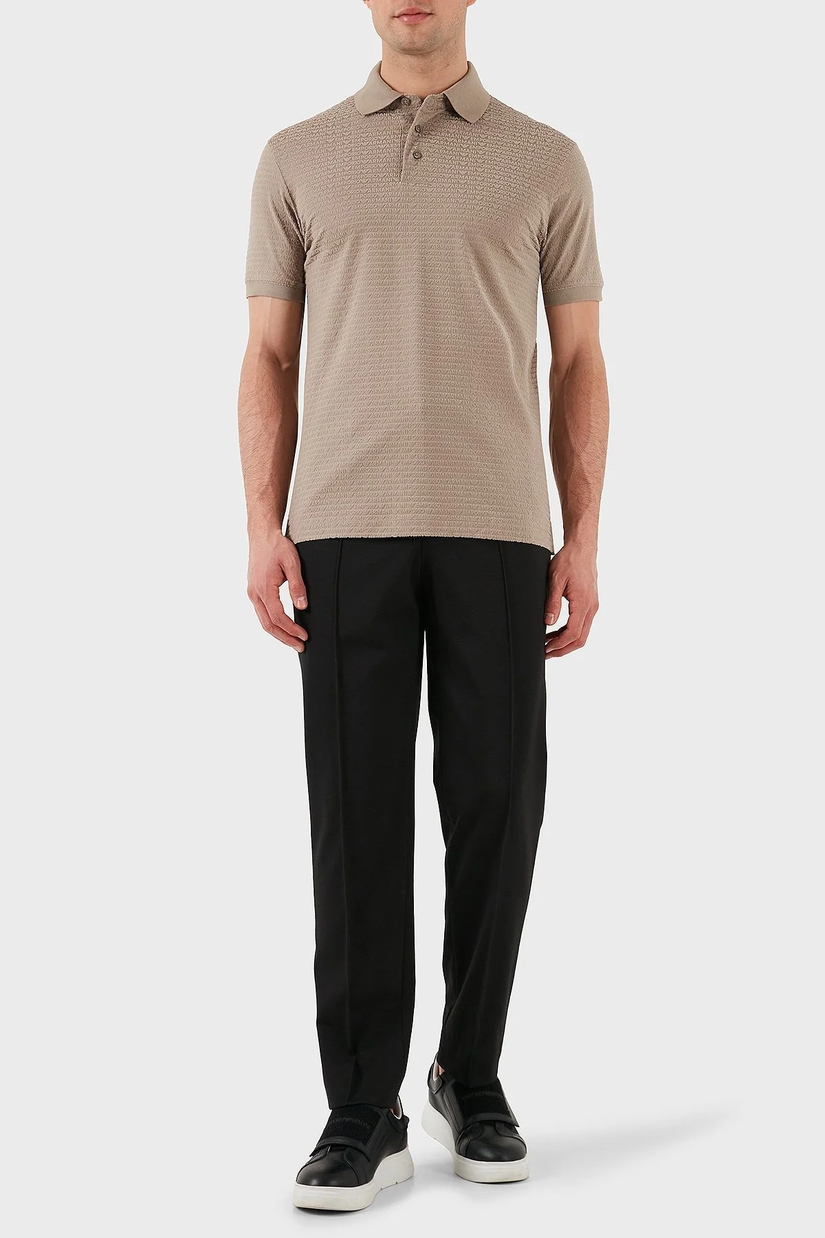 Emporio Armani Jakarlı Pamuklu Regular Fit Düğmeli Erkek Polo Yaka T Shirt EM001283 AF10017 F6063 BEJ - 13