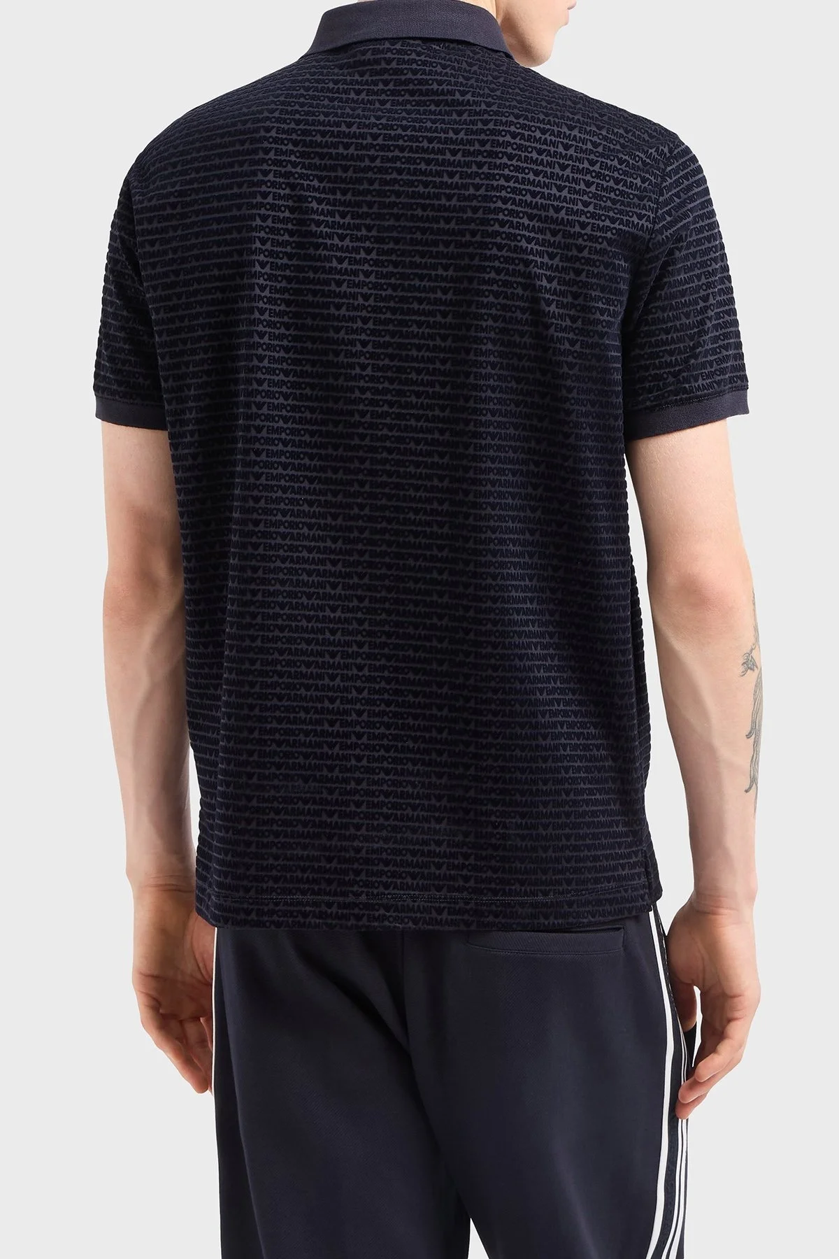Emporio Armani Jakarlı Pamuklu Regular Fit Düğmeli Erkek Polo Yaka T Shirt EM001283 AF10017 FB229 LACİVERT - 2