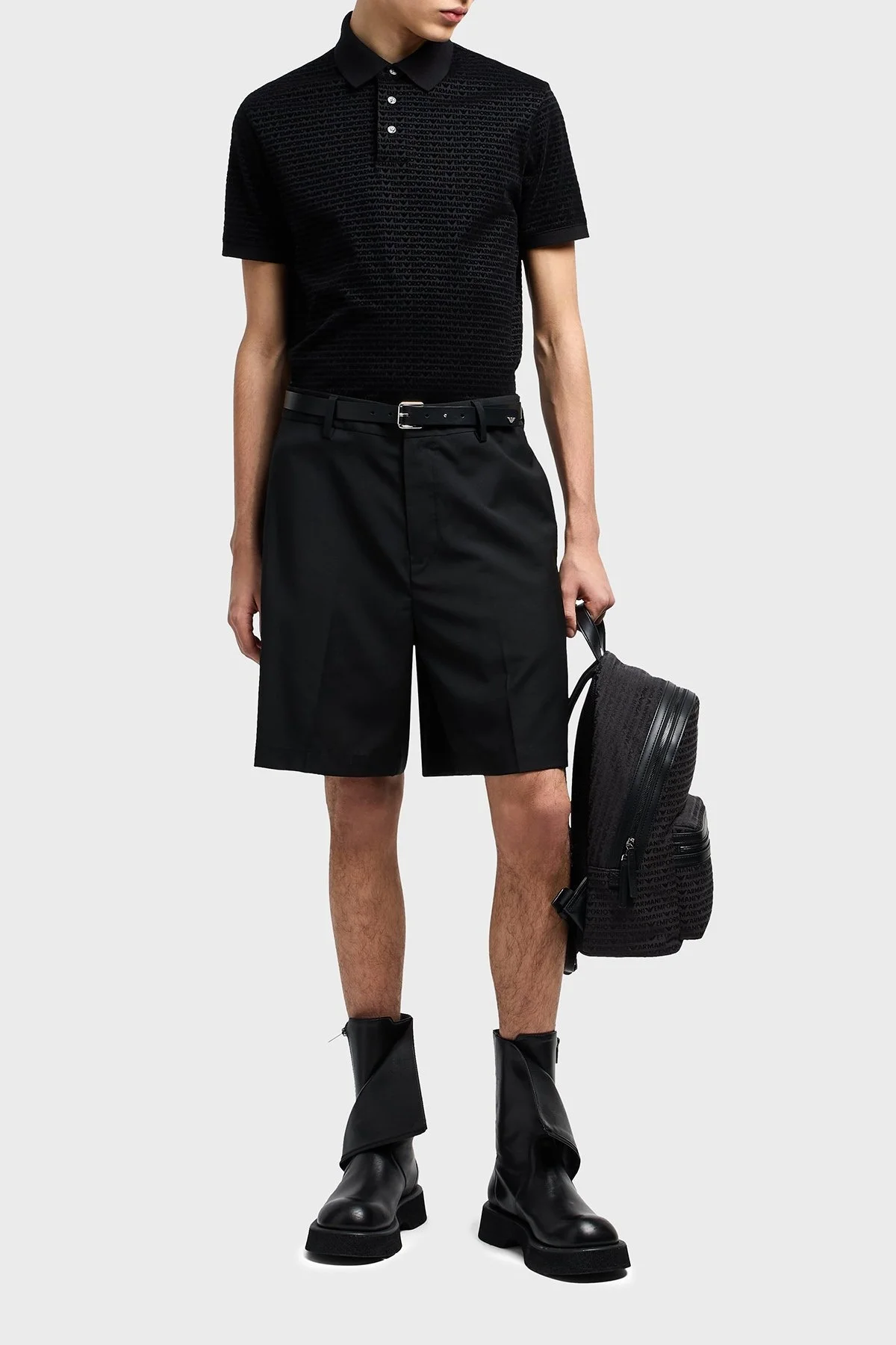 Emporio Armani Jakarlı Pamuklu Regular Fit Düğmeli Erkek Polo Yaka T Shirt EM001283 AF10017 FC159 SİYAH - 2