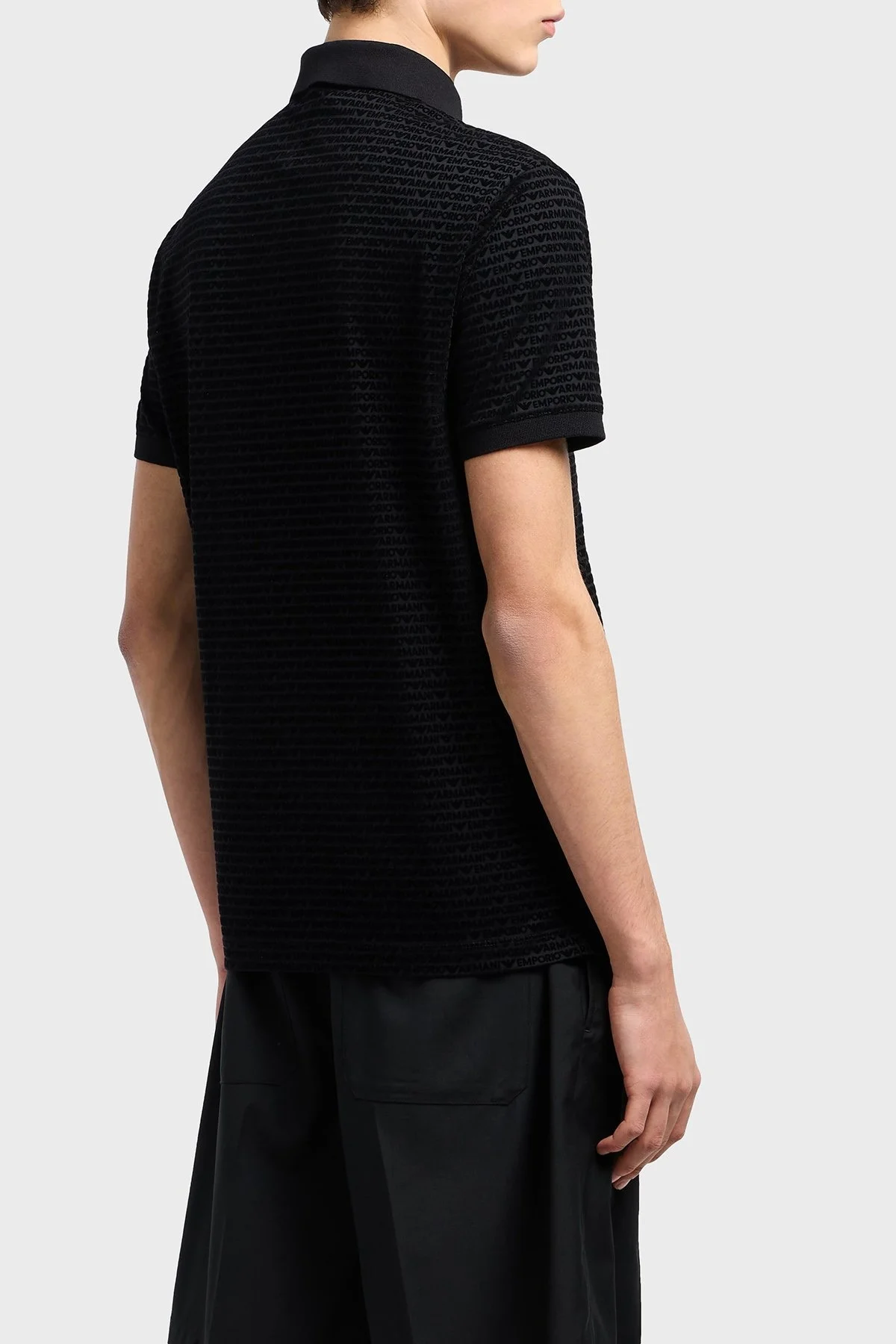 Emporio Armani Jakarlı Pamuklu Regular Fit Düğmeli Erkek Polo Yaka T Shirt EM001283 AF10017 FC159 SİYAH - 3