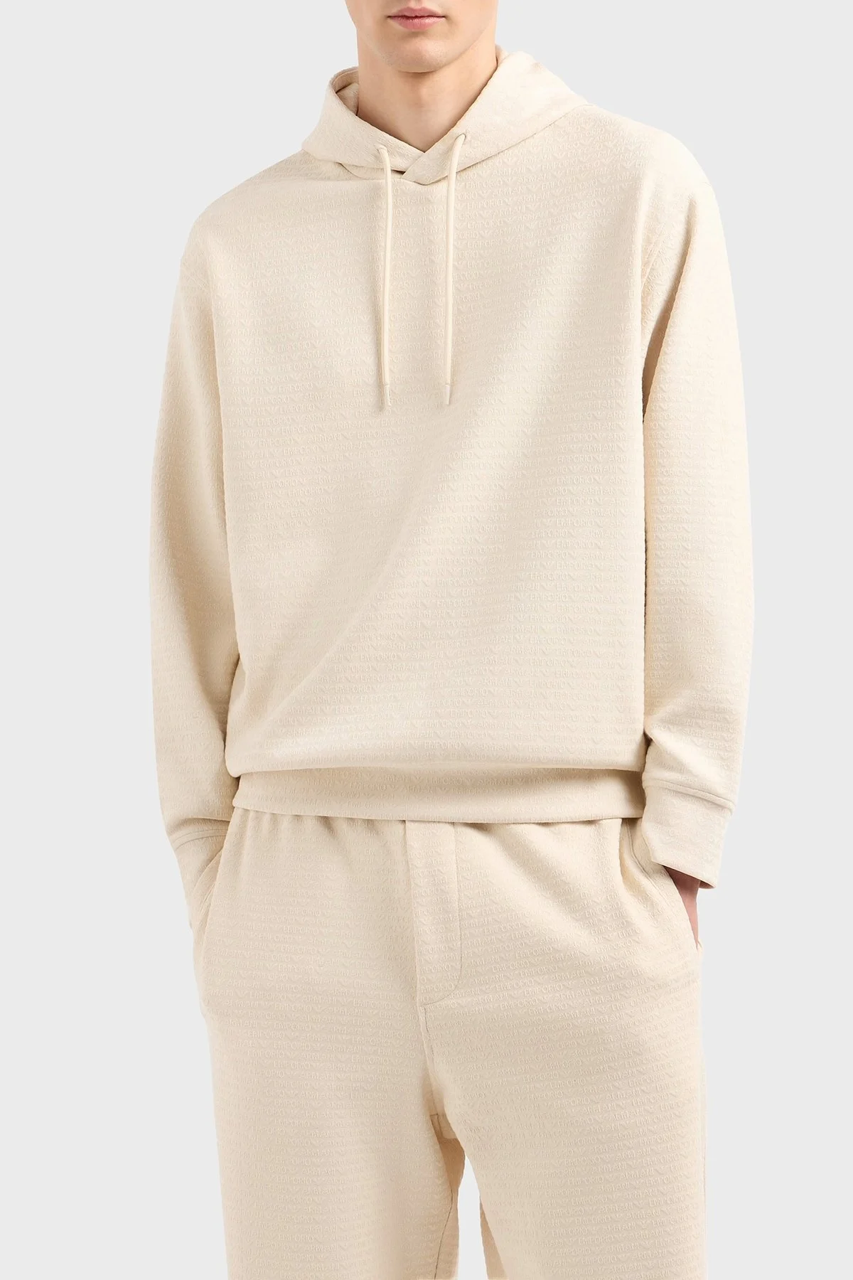 Emporio Armani Jakarlı Pamuklu Regular Fit Kapüşonlu Erkek Sweat EM001007 AF13700 U1088 EKRU - 6