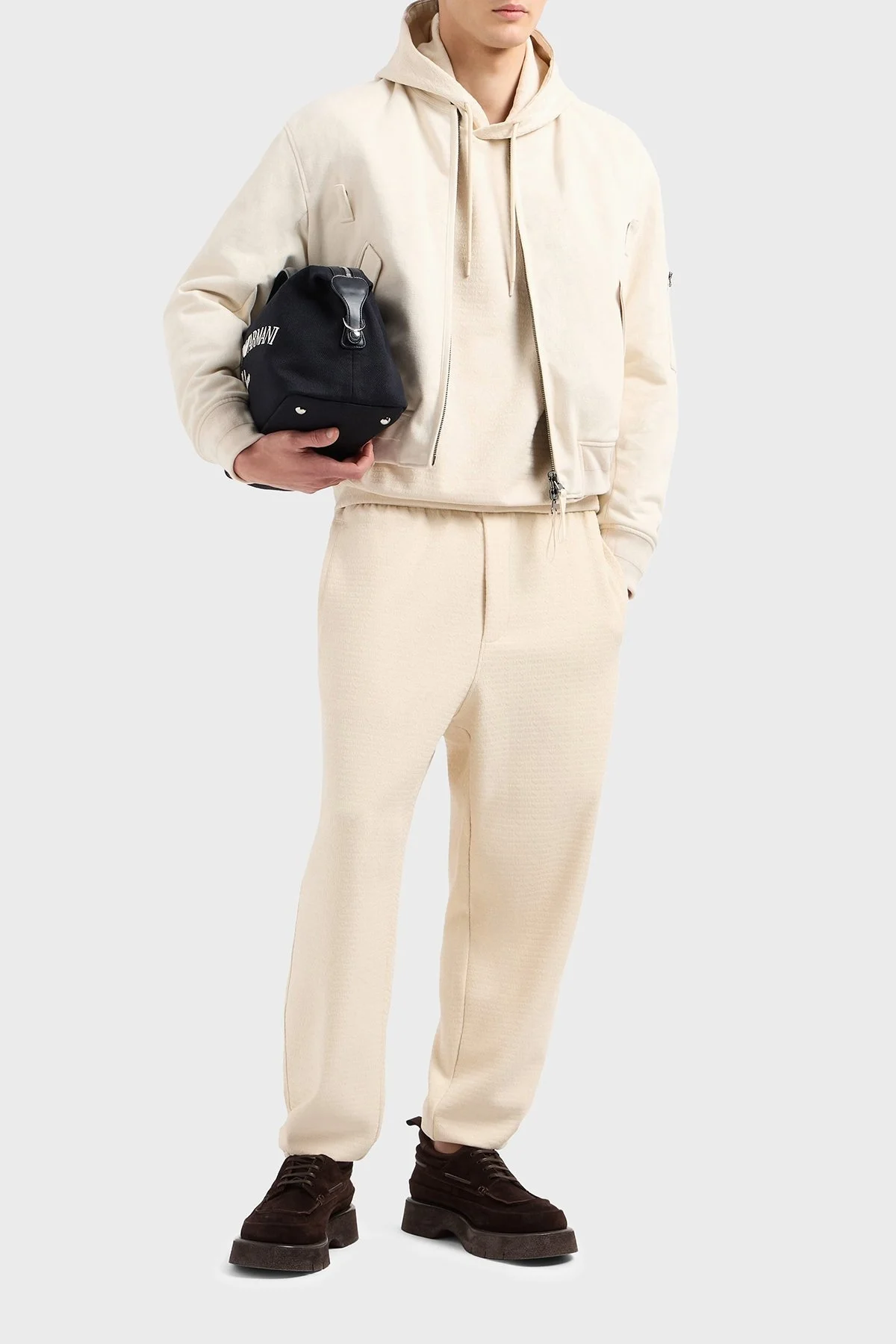 Emporio Armani Jakarlı Pamuklu Regular Fit Kapüşonlu Erkek Sweat EM001007 AF13700 U1088 EKRU - 7