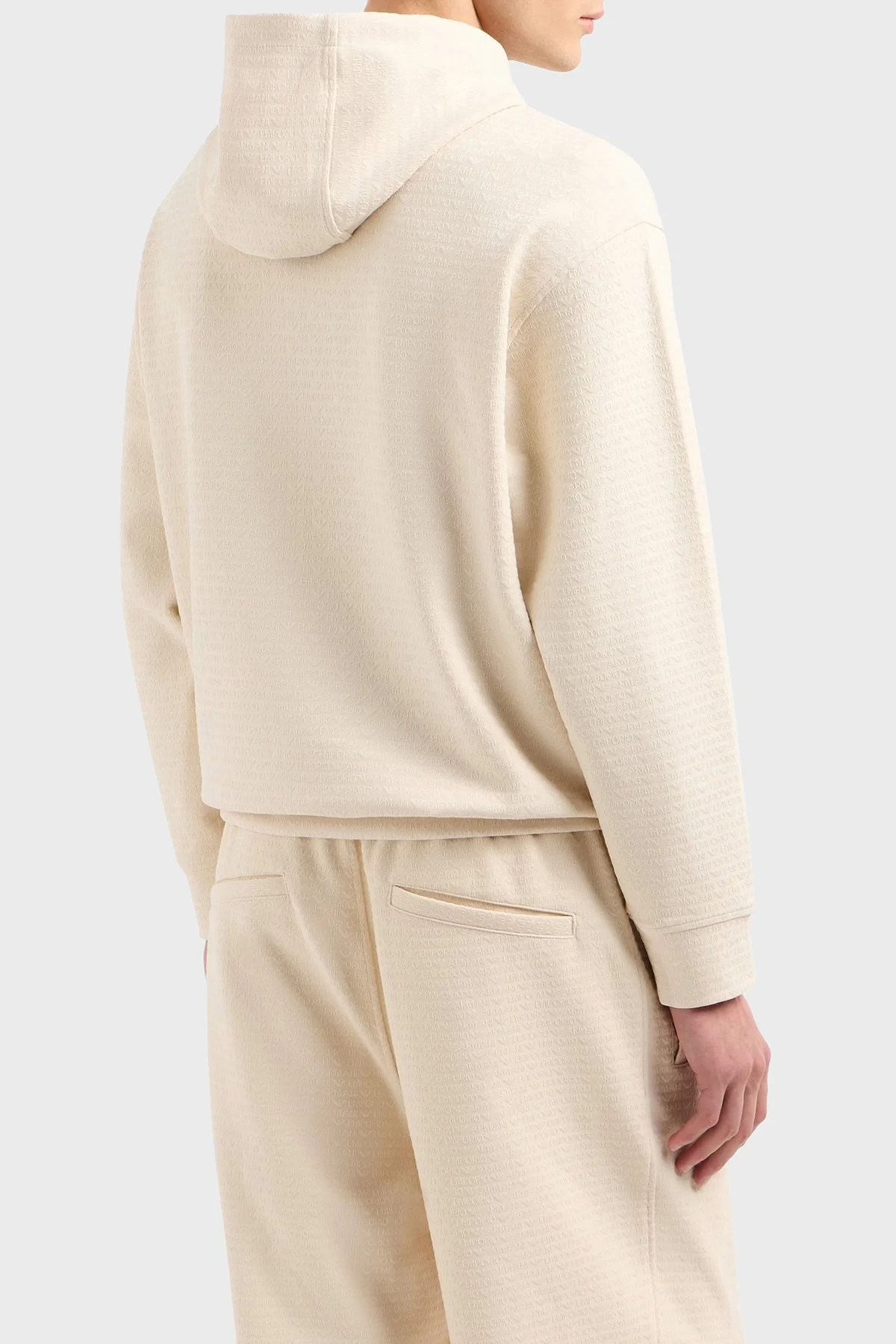 Emporio Armani Jakarlı Pamuklu Regular Fit Kapüşonlu Erkek Sweat EM001007 AF13700 U1088 EKRU - 8