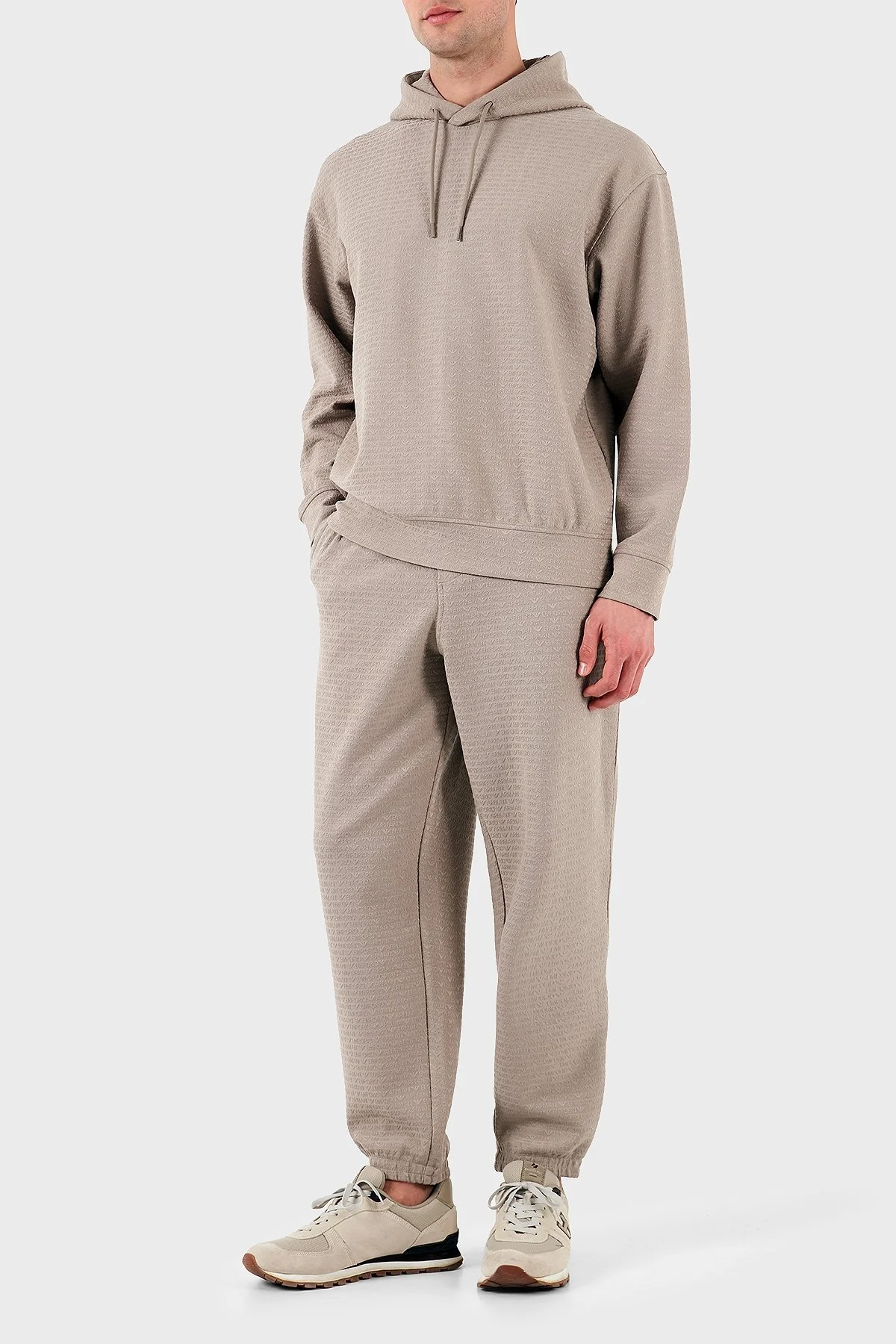 Emporio Armani Jakarlı Pamuklu Regular Fit Kapüşonlu Erkek Sweat EM001007 AF13700 U6107 BEJ - 8