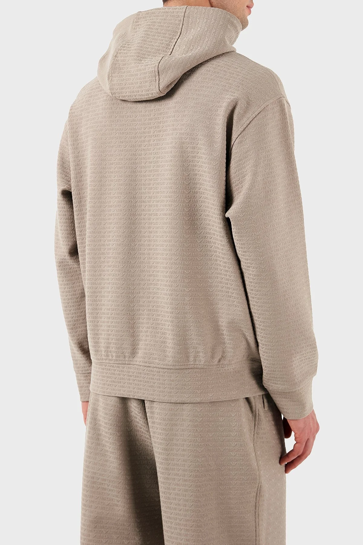 Emporio Armani Jakarlı Pamuklu Regular Fit Kapüşonlu Erkek Sweat EM001007 AF13700 U6107 BEJ - 9