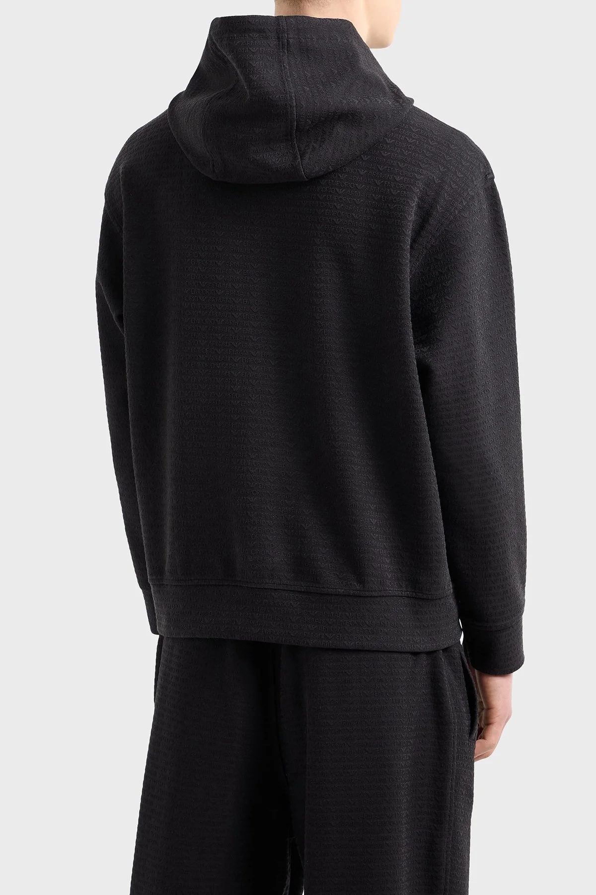 Emporio Armani Jakarlı Pamuklu Regular Fit Kapüşonlu Erkek Sweat EM001007 AF13700 UC001 SİYAH - 7