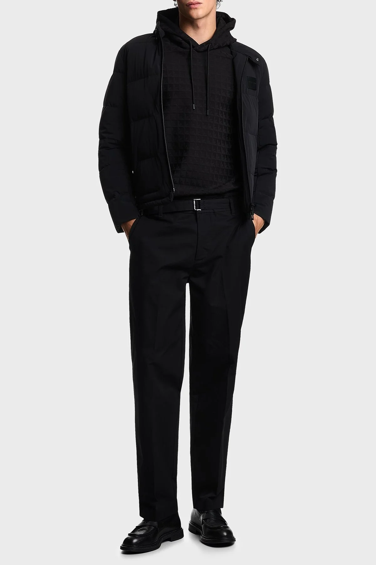 Emporio Armani Jakarlı Pamuklu Regular Fit Kapüşonlu Erkek Sweat EM003424 AF13700 FC230 SİYAH - 2