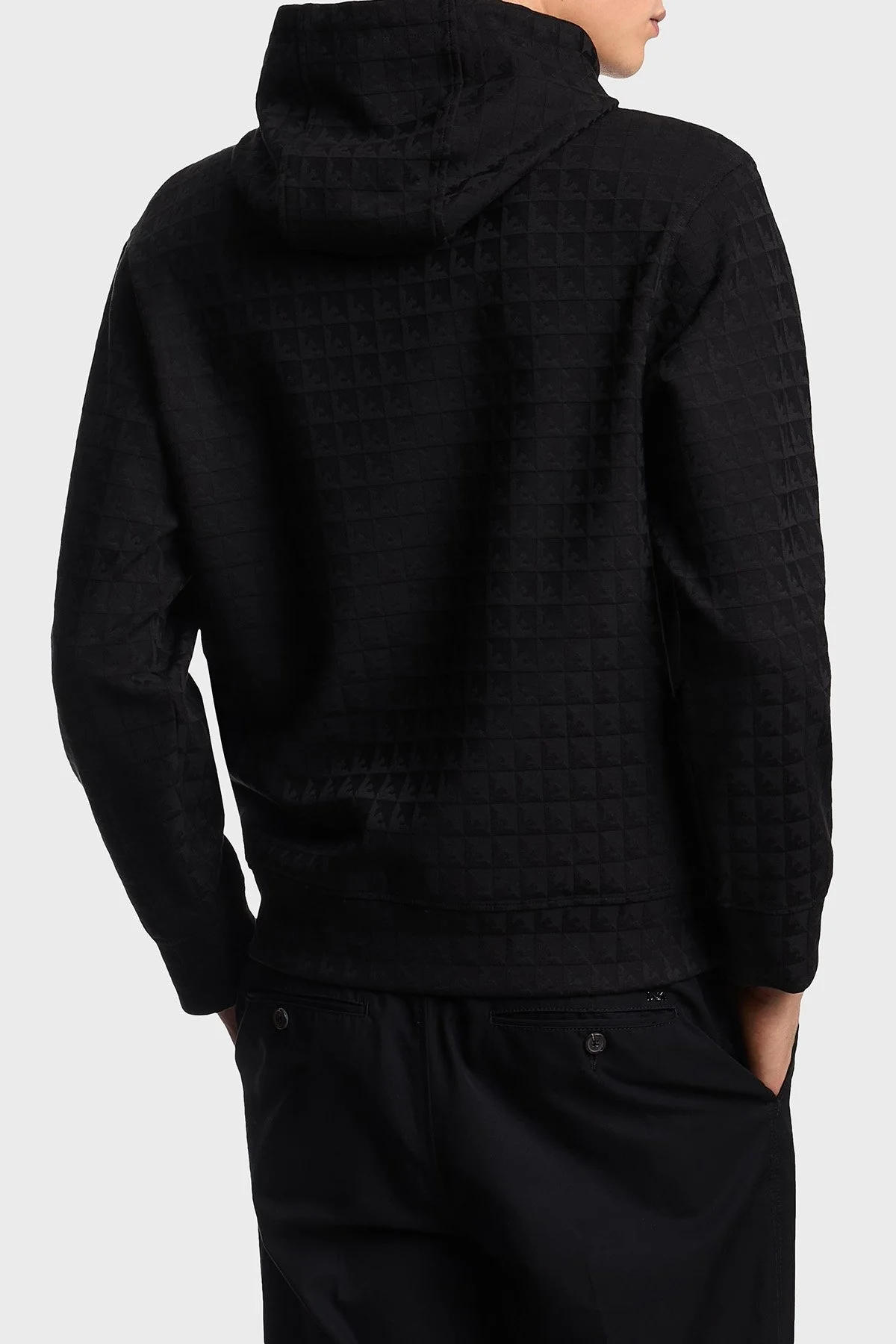 Emporio Armani Jakarlı Pamuklu Regular Fit Kapüşonlu Erkek Sweat EM003424 AF13700 FC230 SİYAH - 3