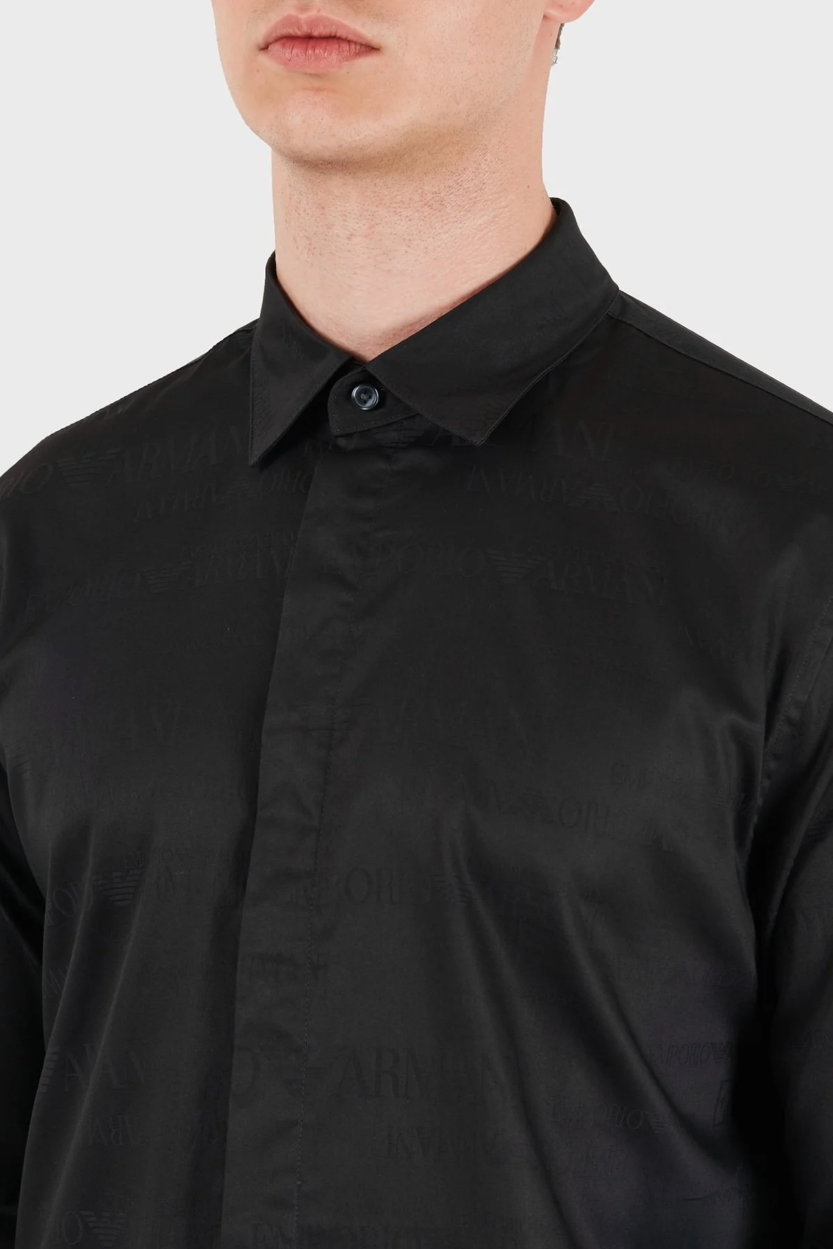 Emporio Armani Jakarlı Pamuklu Regular Fit Klasik Yaka Erkek Gömlek EM006704 AF18123 FC056 Antrasit - 4